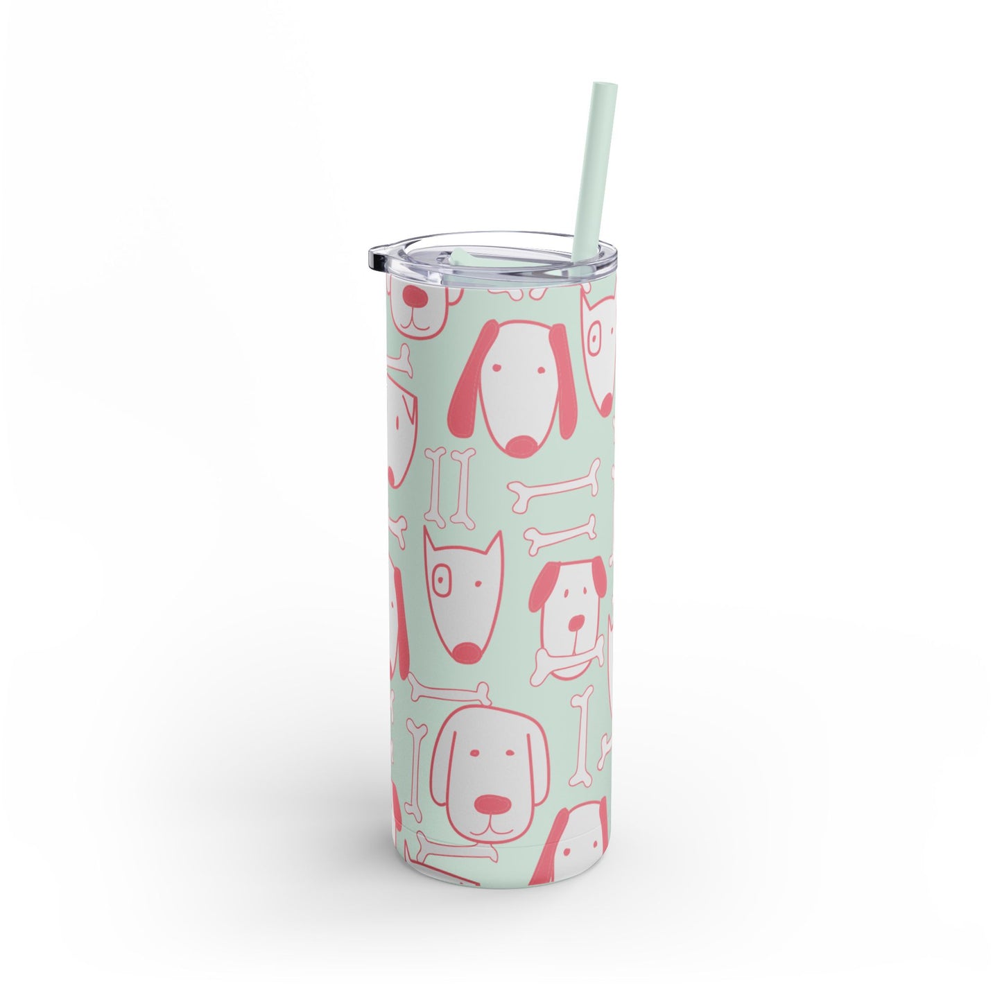 Dog Mom 20oz Skinny Tumbler – Pink Dog Print, Double-Wall Stainless Steel