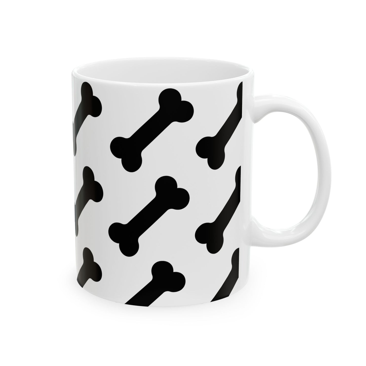 Dog Mom Coffee Mug – Bone Pattern Ceramic Mug, Pet Lover Gift, 11oz & 15oz, National Dog Day Coffee Cup, Dog Themed Mug for Women