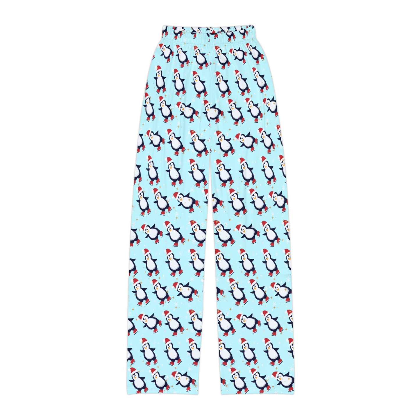 Kids Blue Penguin Pajama Pants : Cozy 100% Brushed Polyester Loungewear Holiday Pajamas for Girls & Boys