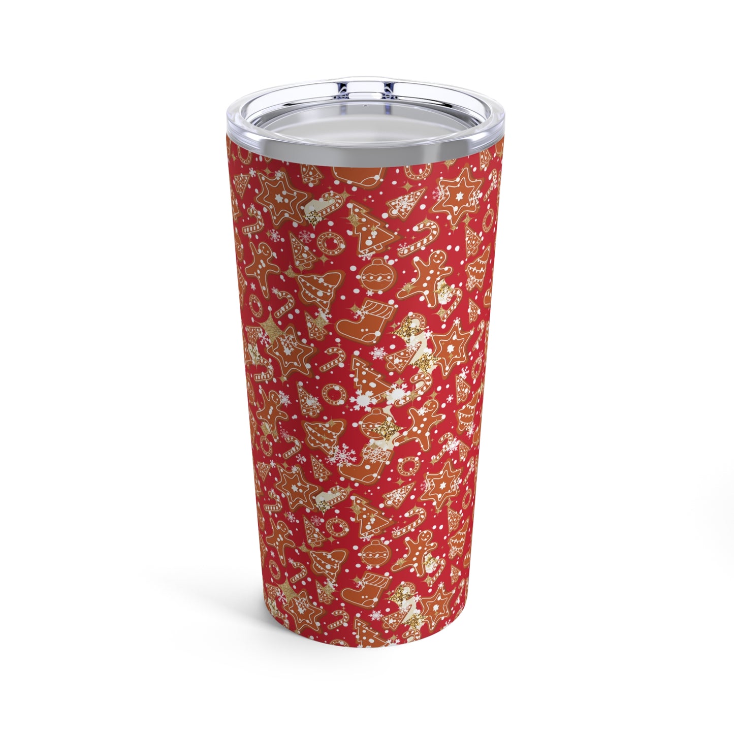 Festive Red Christmas Gingerbread Cookie Tumbler | 20oz Insulated Stainless Steel Holiday Drinkware with Straw | Festive Red or Green