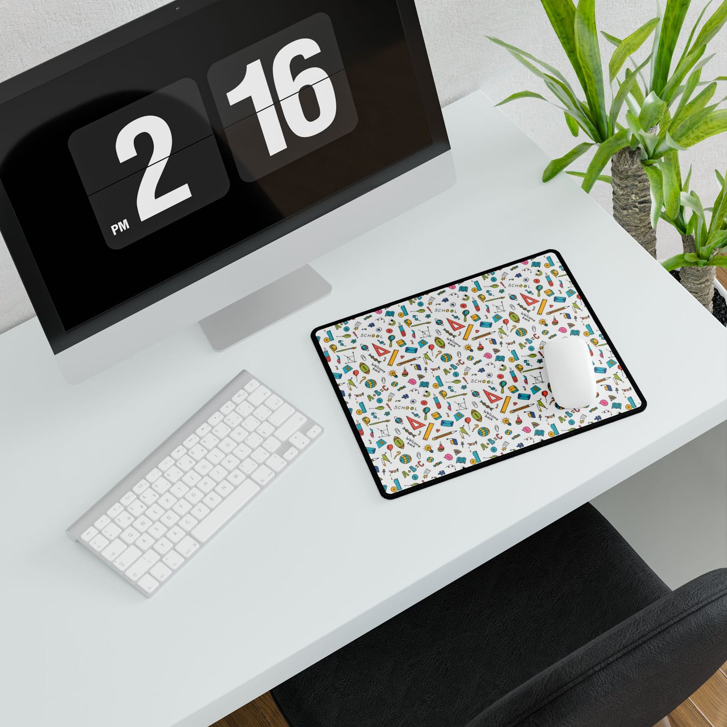 Back-to-School Desk Mat | Colorful School Supply Pattern | 3 Sizes | Non-Slip Mouse Pad for Students & Home Office