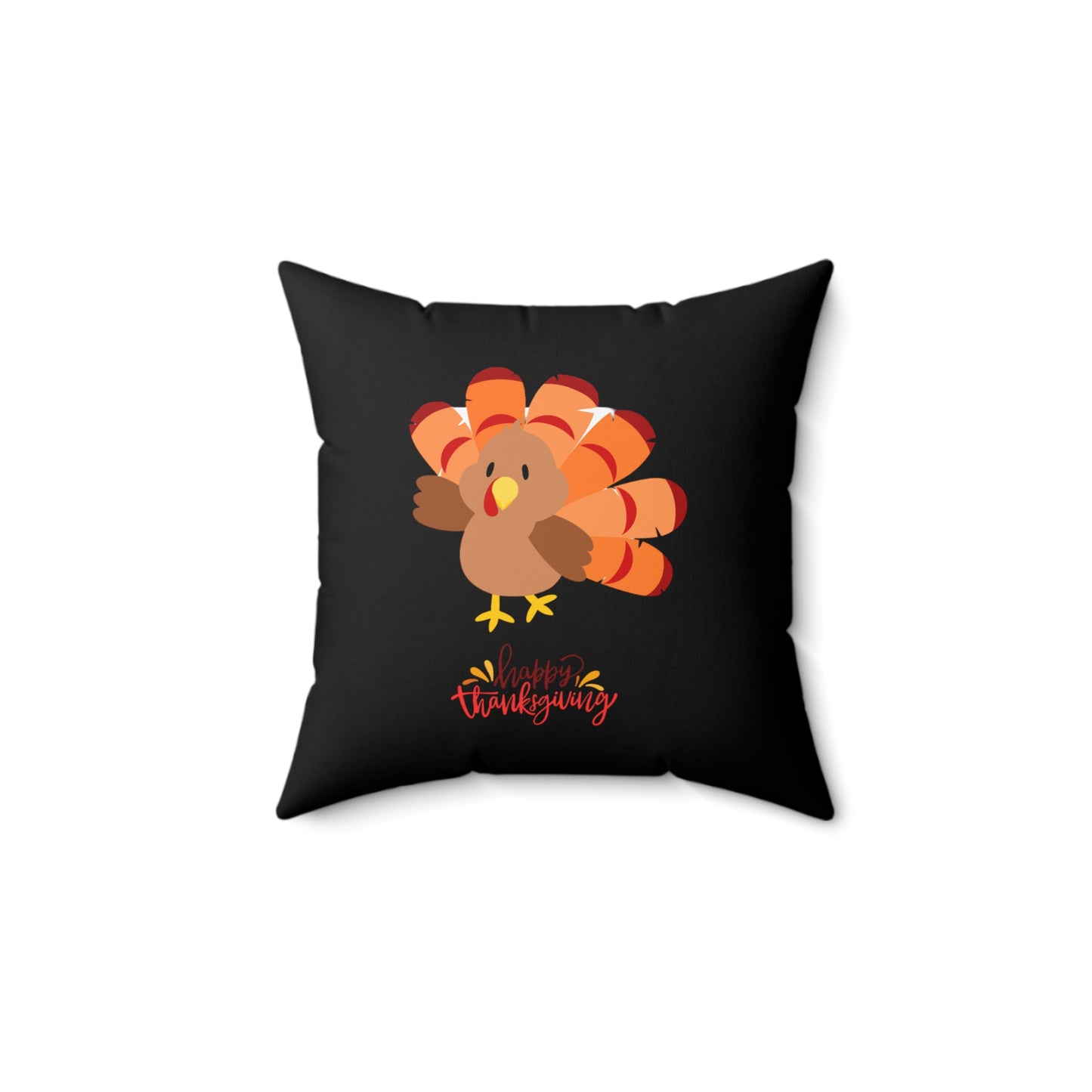 Happy Thanksgiving Throw Pillow | Adorable Turkey Design with Double-Sided Print | Perfect Fall Decor & Unique Gift for Thanksgiving