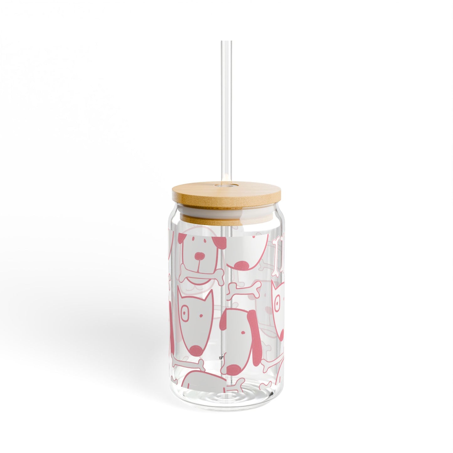 Dog Lover 16oz Glass Cup with Lid & Straw – Cute BPA-Free Sipper for Pet Moms & Pup Fans
