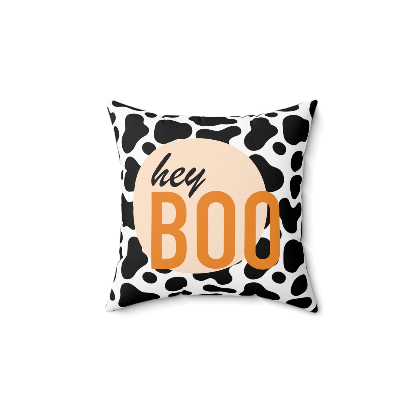 Hey Boo Decorative Pillow | Playful Halloween Cow Print | Perfect for Cozying Up Your Space!