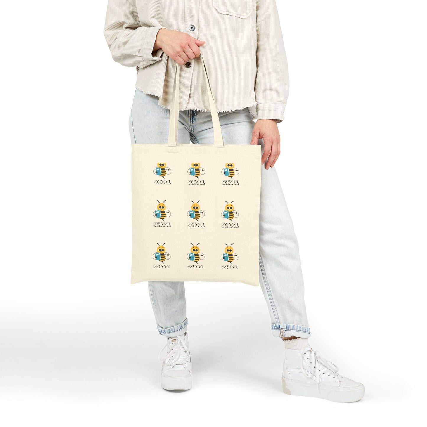 Bee School Canvas Tote Bag – Cute Back-to-School Bag for Millennial Moms & Kids