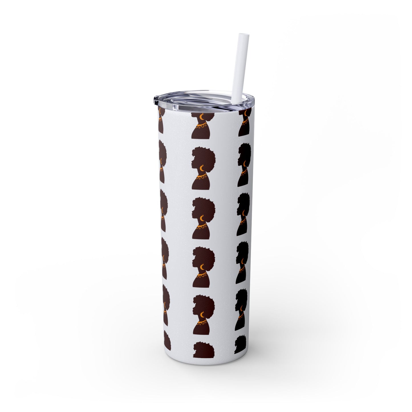 Afrocentric 20oz Skinny Tumbler | Stainless Steel Insulated Tumbler with Straw | Keeps Drinks Hot 12h & Cold 24h