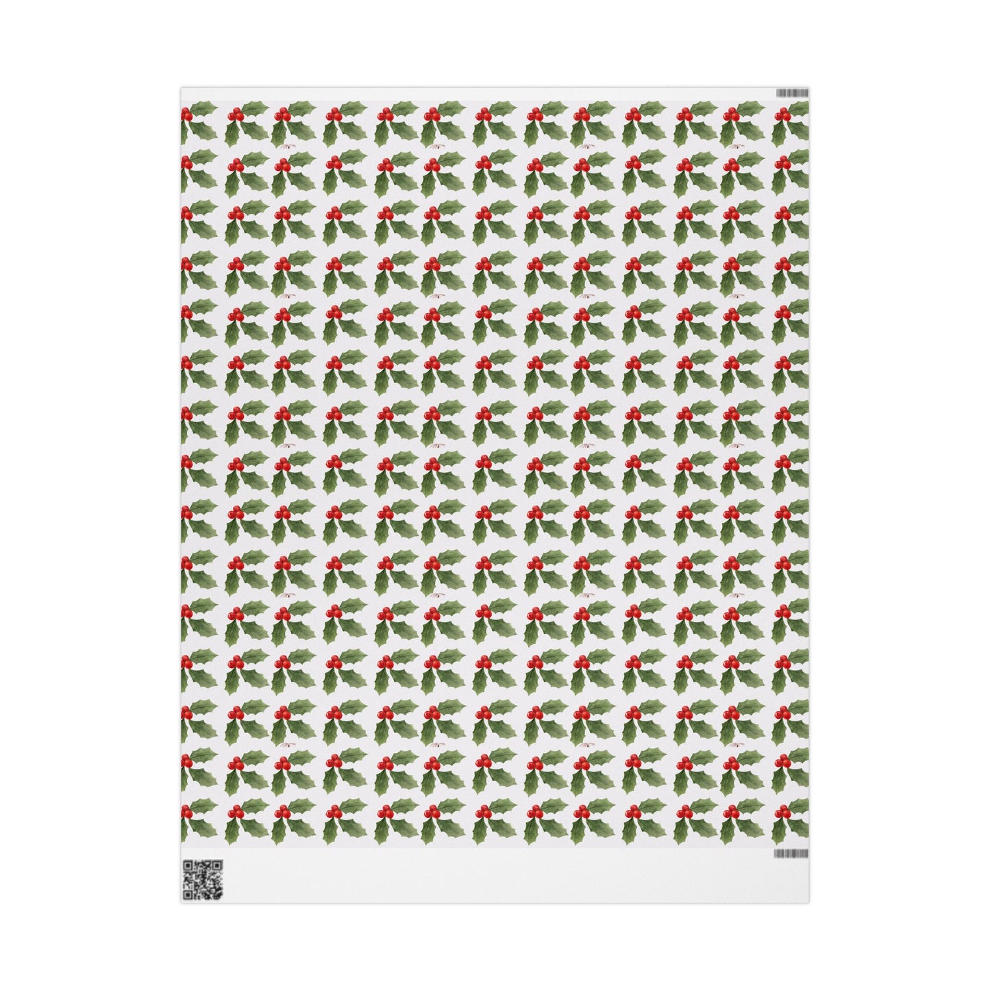 Holly Berry Christmas Wrapping Paper : Elegant Holiday Gift Wrap with Festive Green & Red Design, Perfect for Christmas Gifts