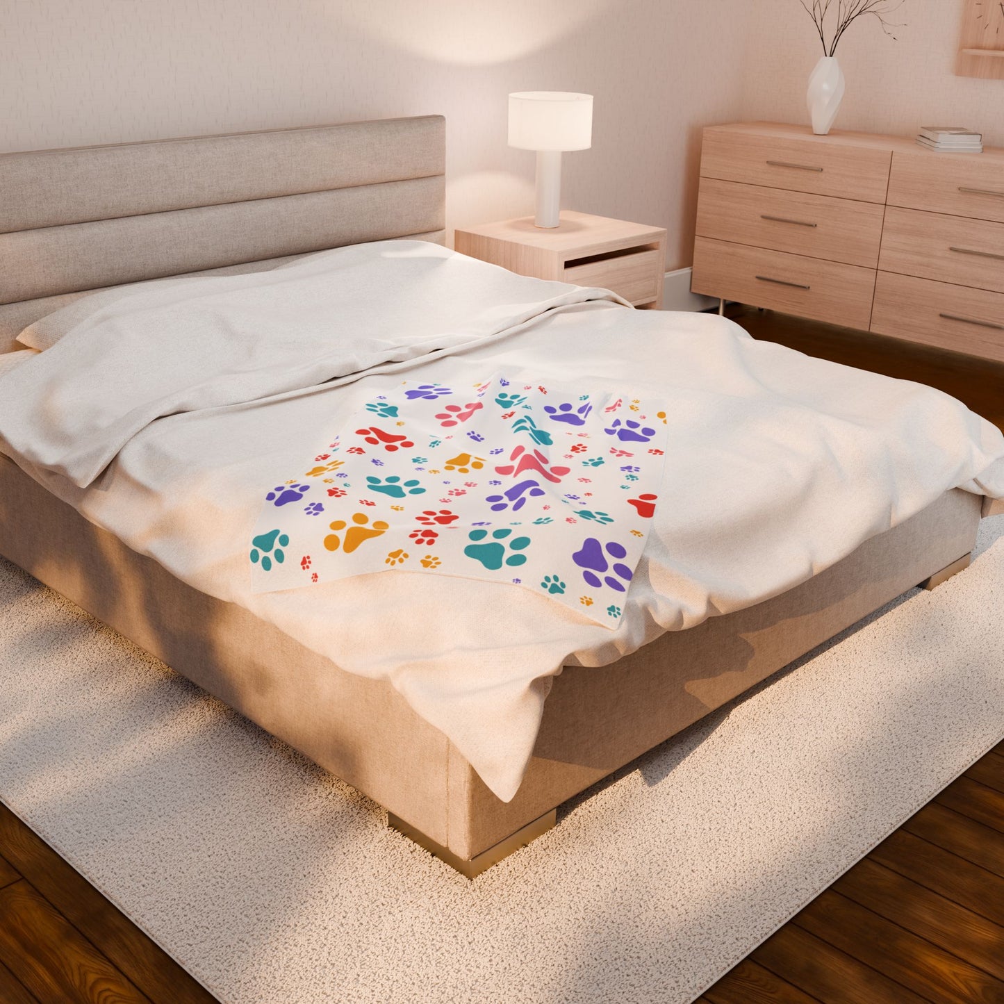 Paw Print Blanket – Cozy Dog Lover Gift, Pet-Themed Throw Blanket in 3 Sizes for National Dog Day & Year-Round Snuggles