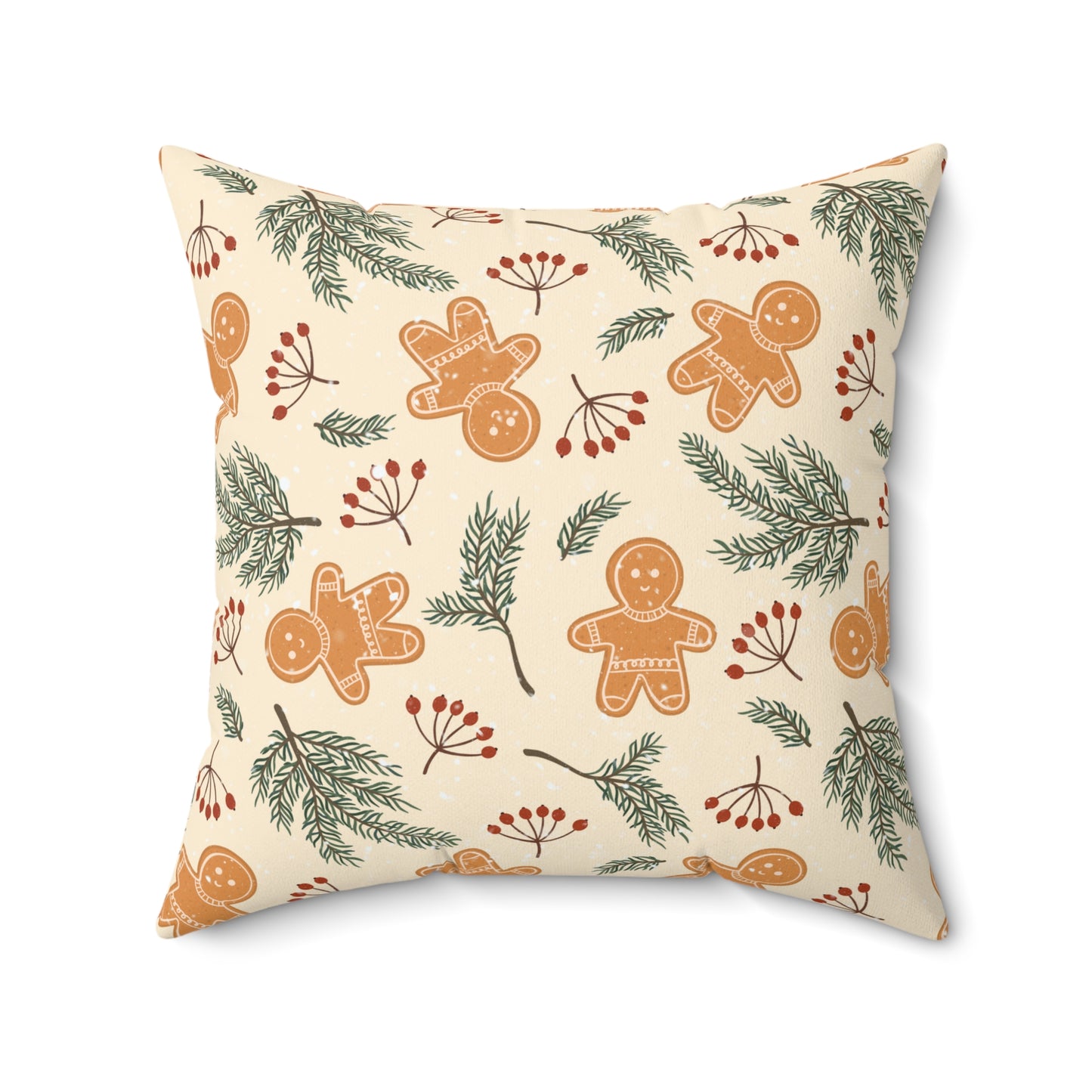 Holiday Gingerbread Throw Pillow - Christmas Accent Cushion - Cozy Festive Winter Decor