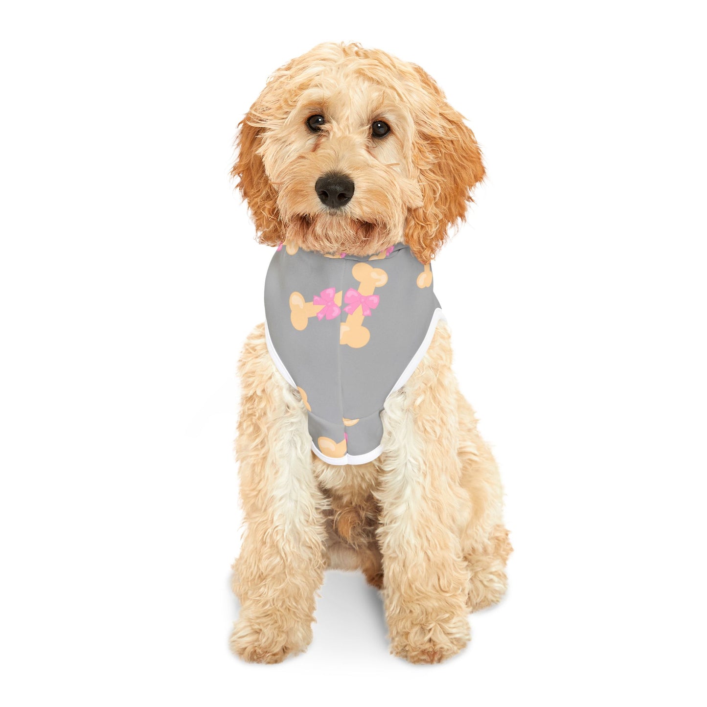 Custom Dog Hoodie with Bone & Bow Print – Stylish Pet Apparel for National Dog Day