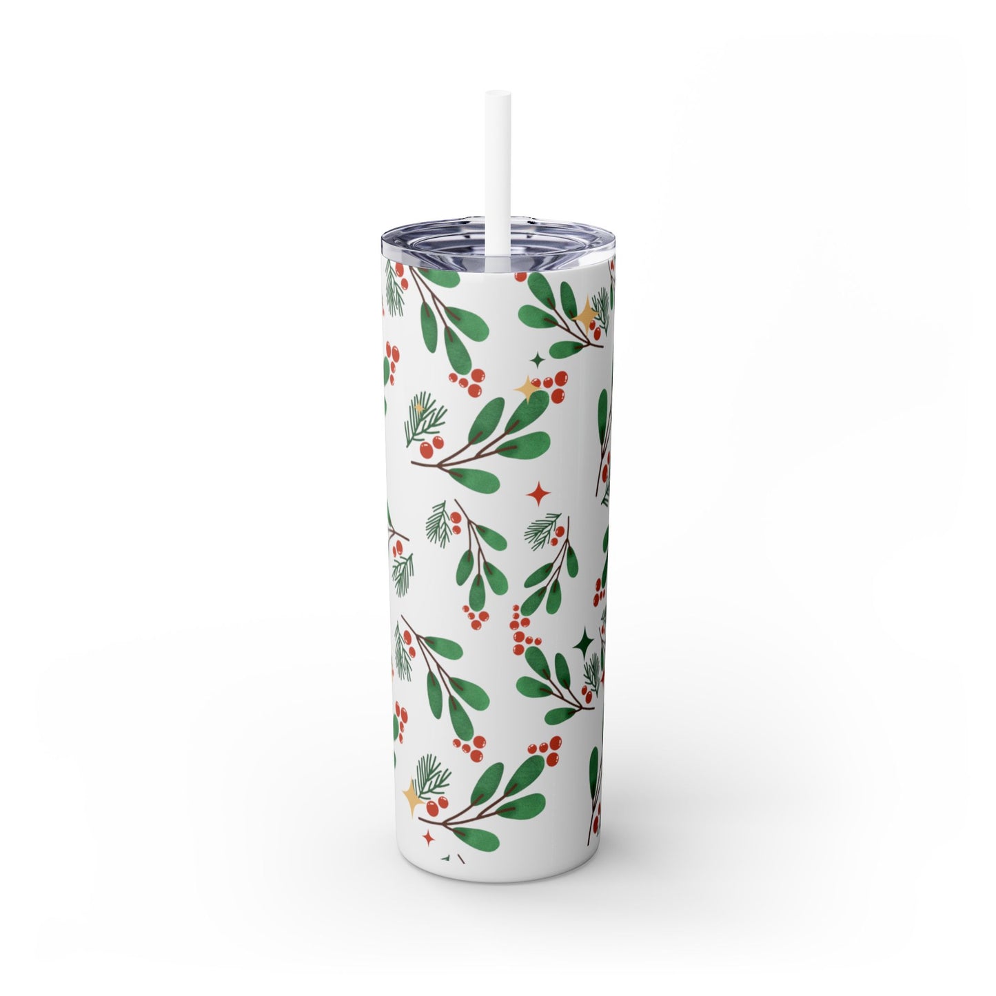 Holiday Berry Skinny Tumbler 20oz | Festive Insulated Drinkware