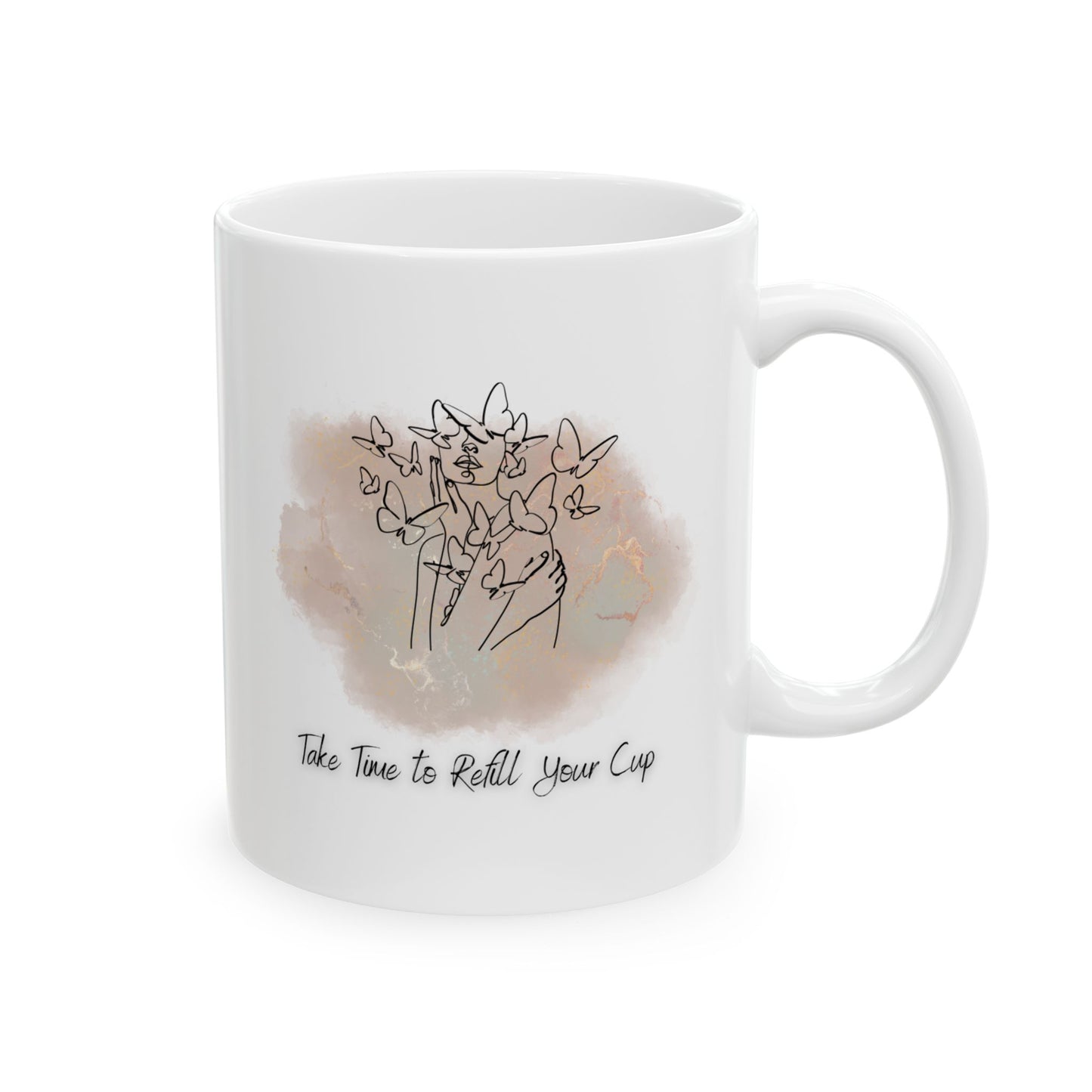Custom Inspirational Coffee Mug - 'Take Time to Refill Your Cup' Design - Ceramic BPA-Free Gift for Coffee & Tea Lovers
