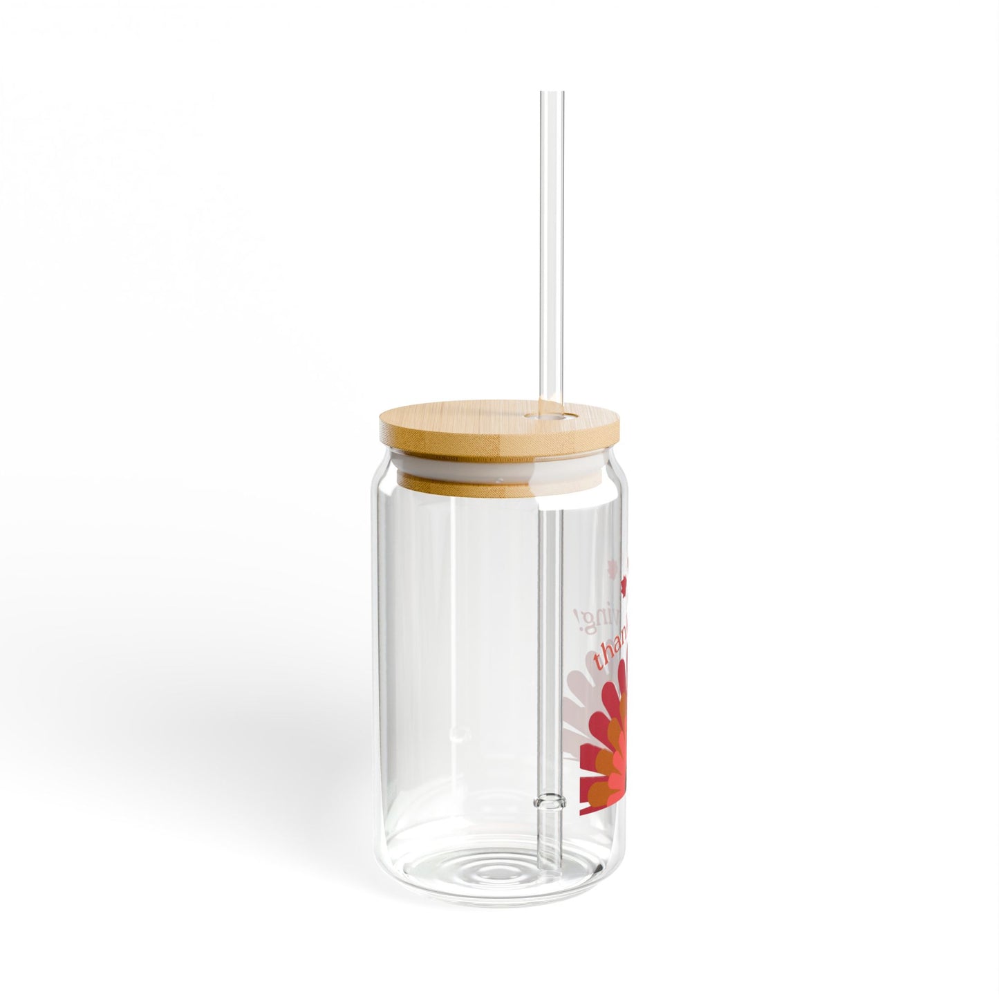 Happy Thanksgiving Sipper Glass - Fun 16oz Turkey Design with Bamboo Lid & Straw for Holiday Celebrations