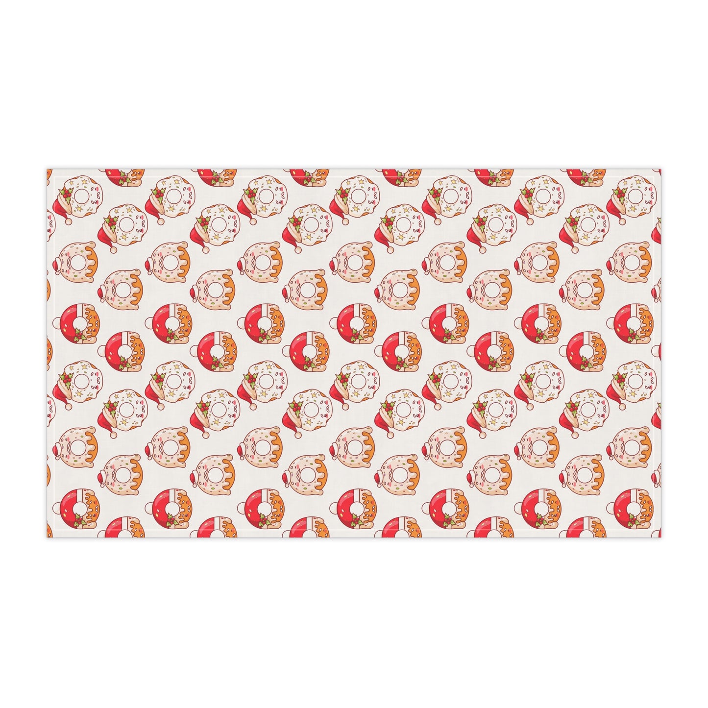 Holiday Donut Kitchen Towel - Christmas Baking Decor - Lightweight & Durable Cotton Twill or Polyester