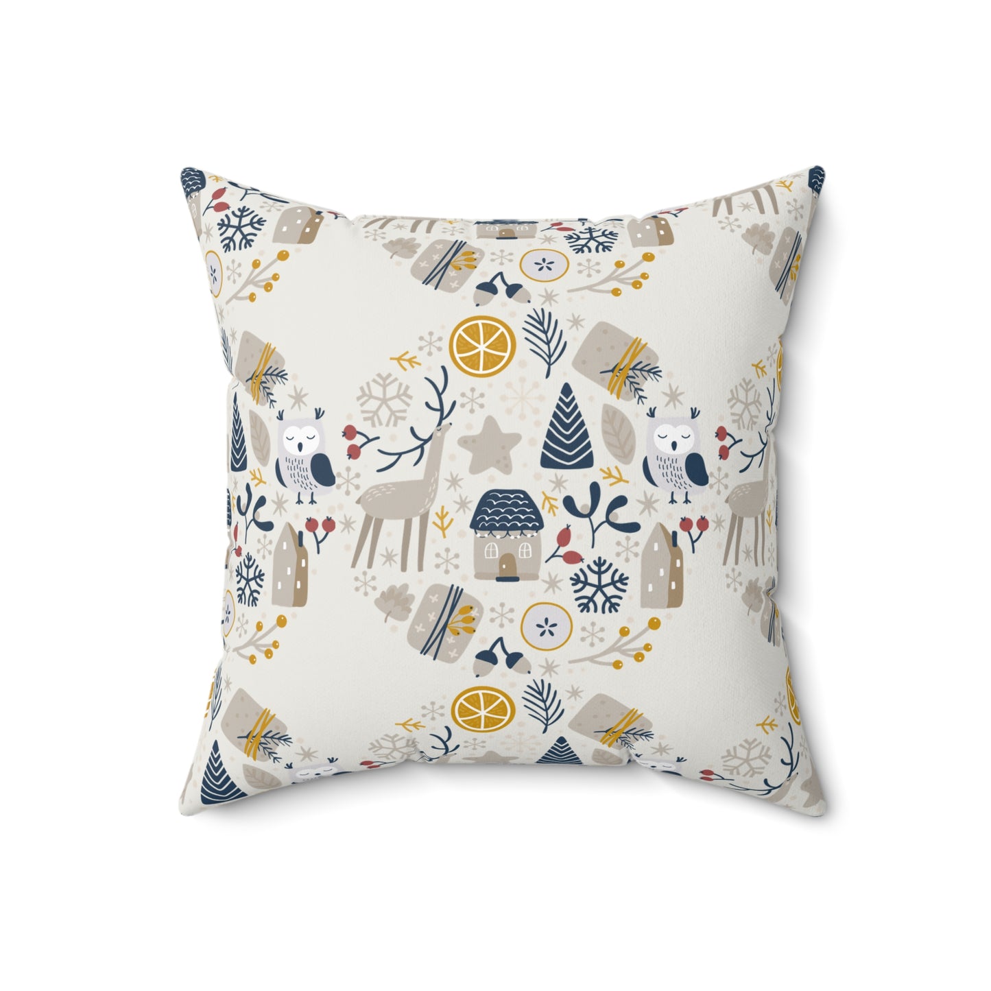 Whimsical Winter Holiday Pillow : Nordic Christmas Decor Festive Accent Cushion for Cozy Homes