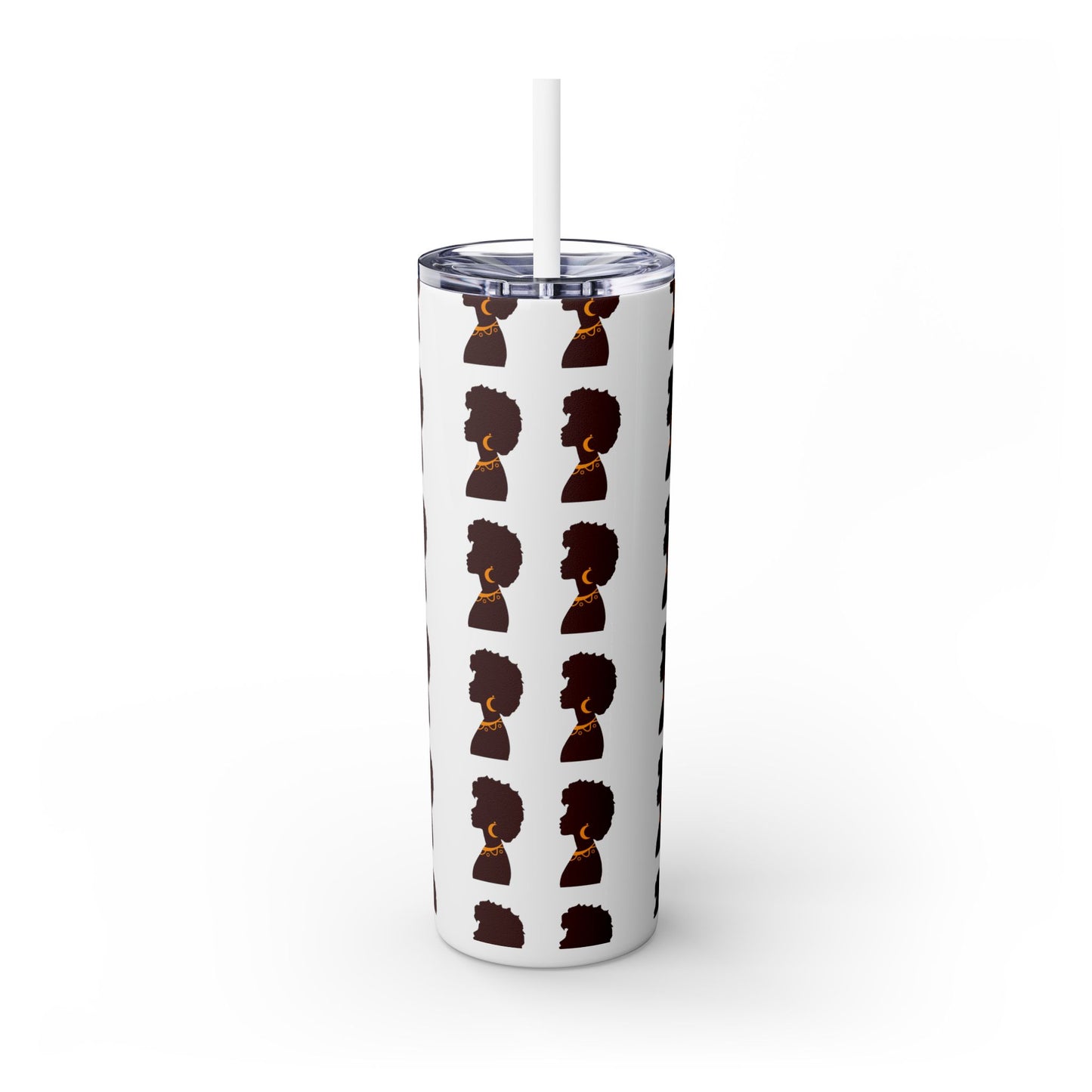 Afrocentric 20oz Skinny Tumbler | Stainless Steel Insulated Tumbler with Straw | Keeps Drinks Hot 12h & Cold 24h