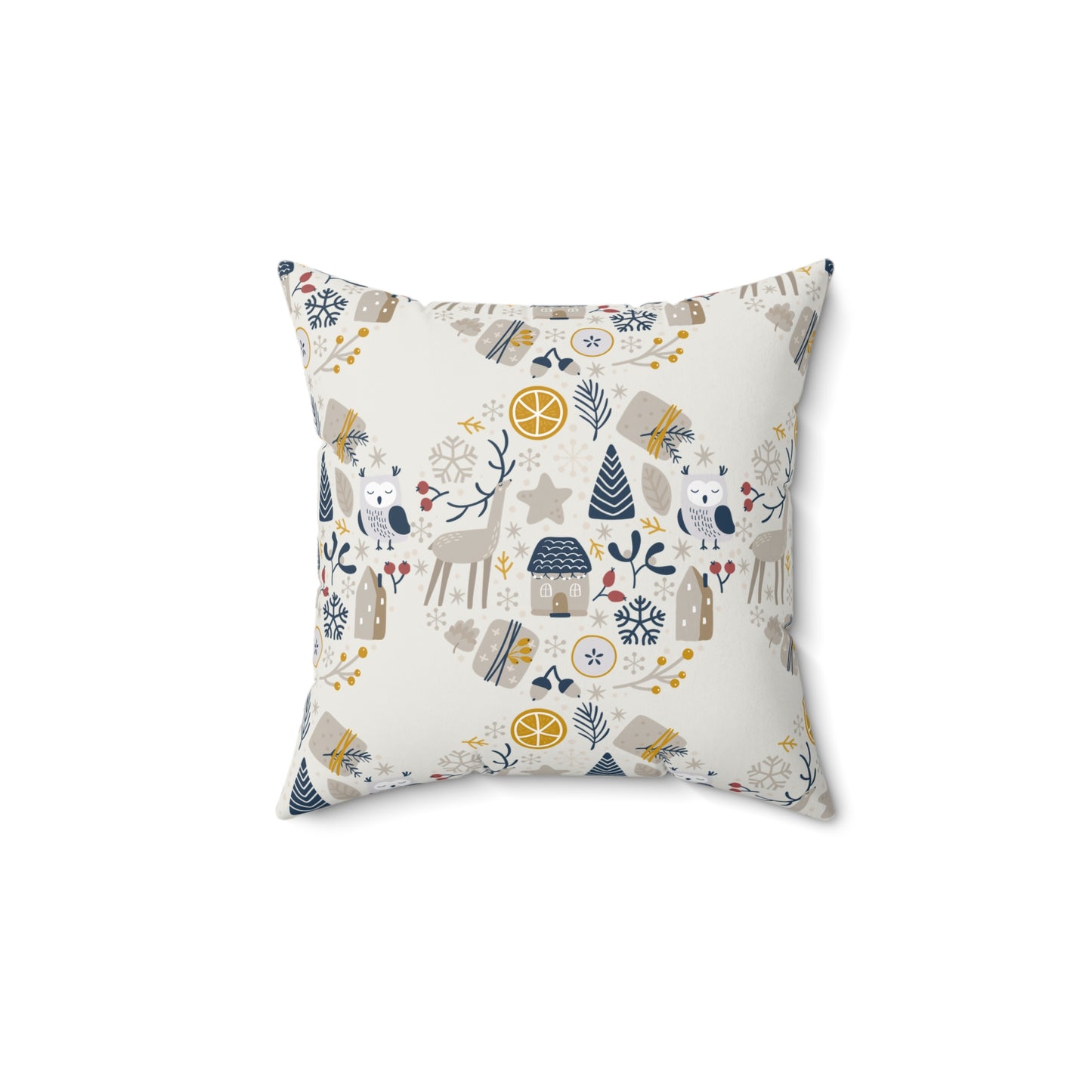 Whimsical Winter Holiday Pillow : Nordic Christmas Decor Festive Accent Cushion for Cozy Homes