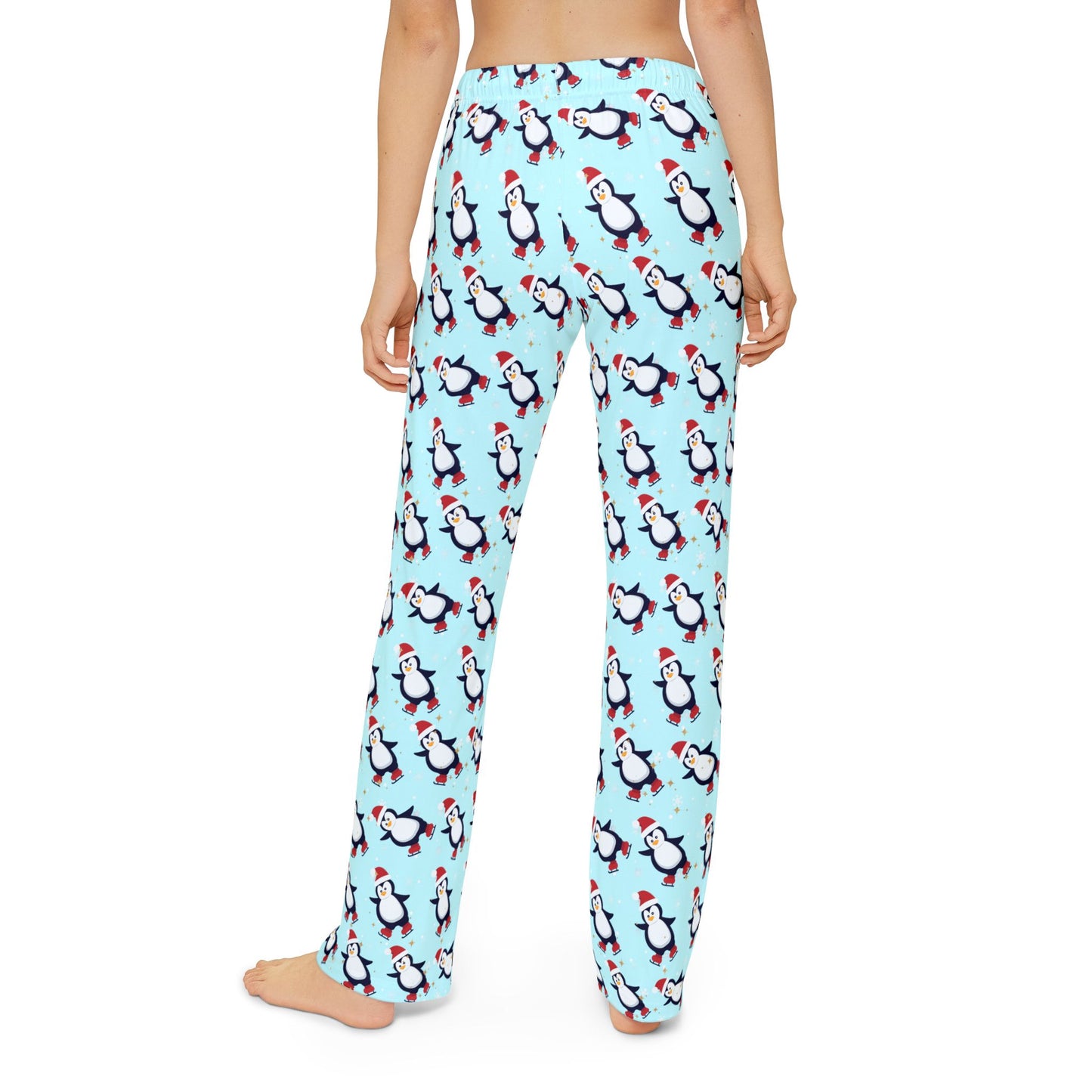 Kids Blue Penguin Pajama Pants : Cozy 100% Brushed Polyester Loungewear Holiday Pajamas for Girls & Boys