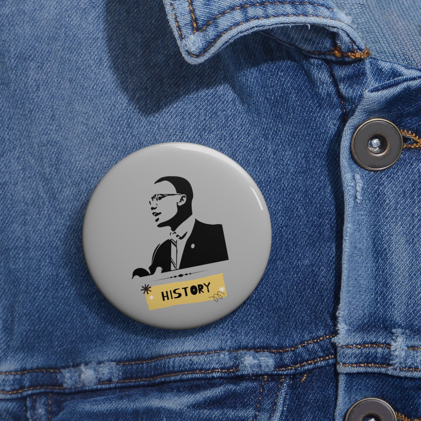 Malcolm X Black History Month Pin Civil Rights Button, Black Pride Badge, Activist Lapel Pin, Protest Pin, Historical Leader Pin