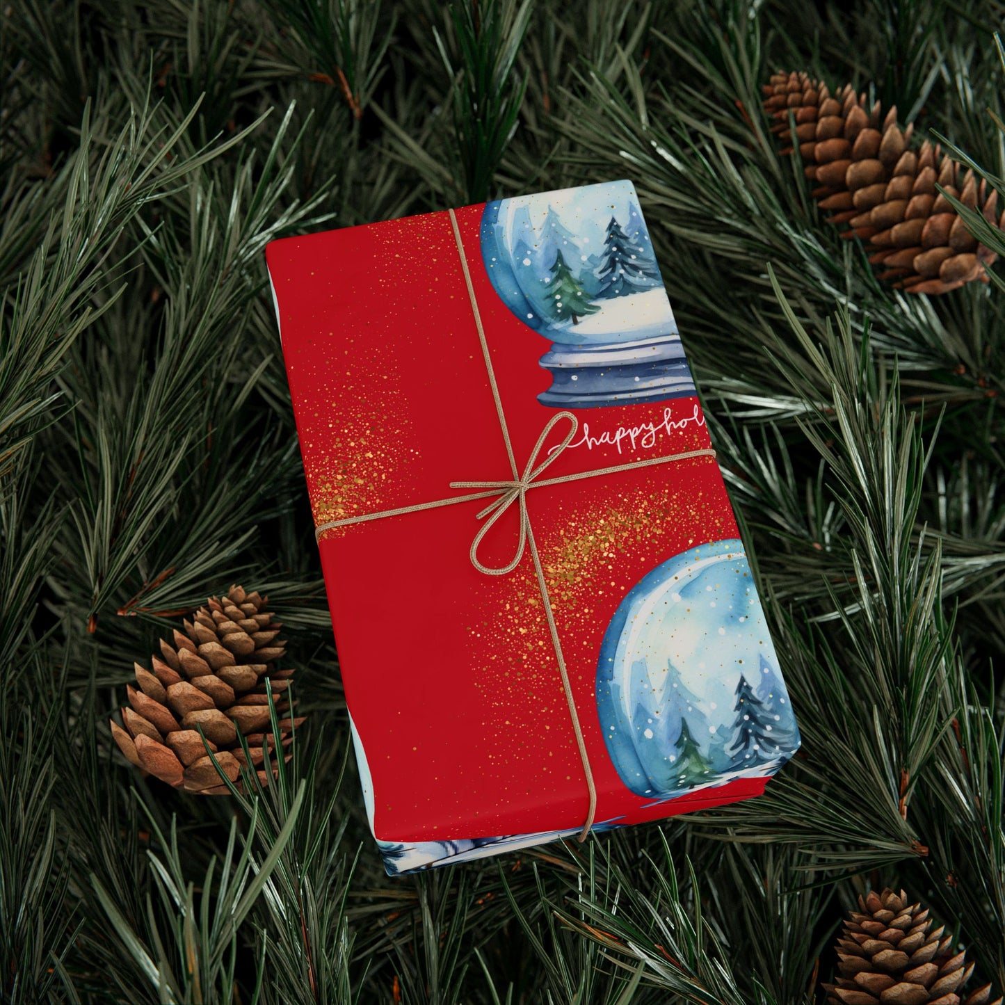 Red Snow Globe Christmas Wrapping Paper : Festive Holiday Gift Wrap with High-Quality Fine Art Print, Perfect for Christmas Gifts