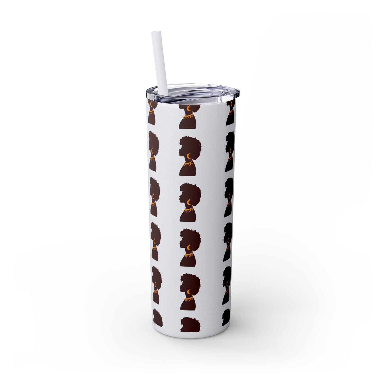 Afrocentric 20oz Skinny Tumbler | Stainless Steel Insulated Tumbler with Straw | Keeps Drinks Hot 12h & Cold 24h