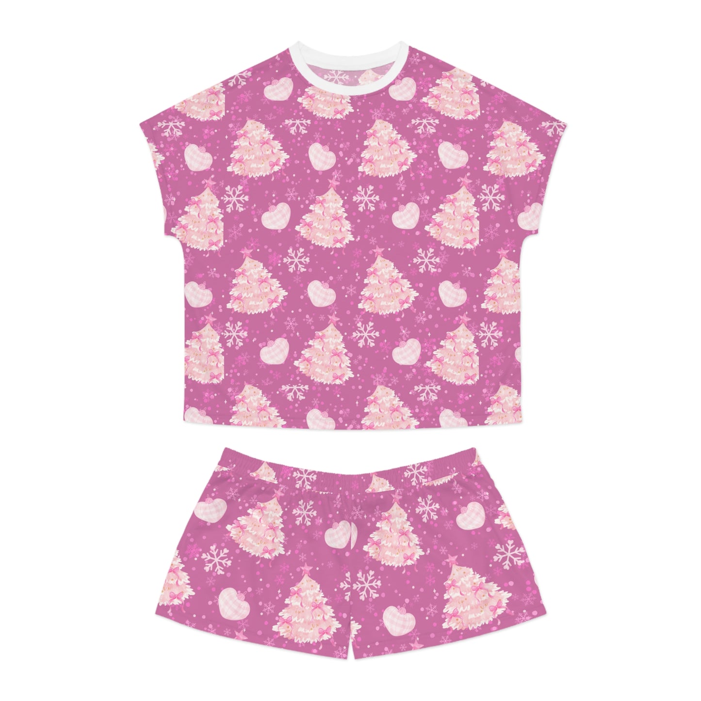 Pink Christmas Pajama Set | Womens Festive Loungewear | Holiday Two-Piece Sleepwear Gift