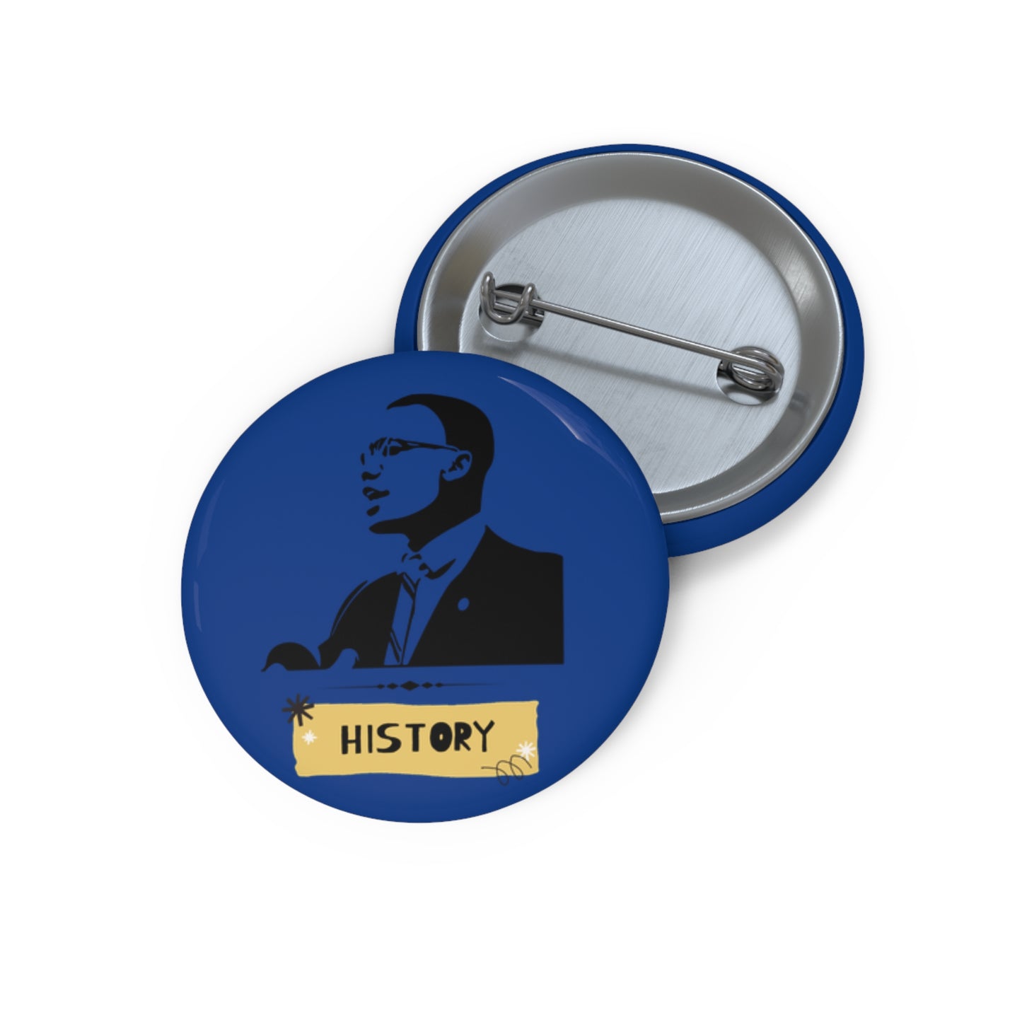 Malcolm X Black History Month Pin Civil Rights Button, Black Pride Badge, Activist Lapel Pin, Protest Pin, Historical Leader Pin - Blue