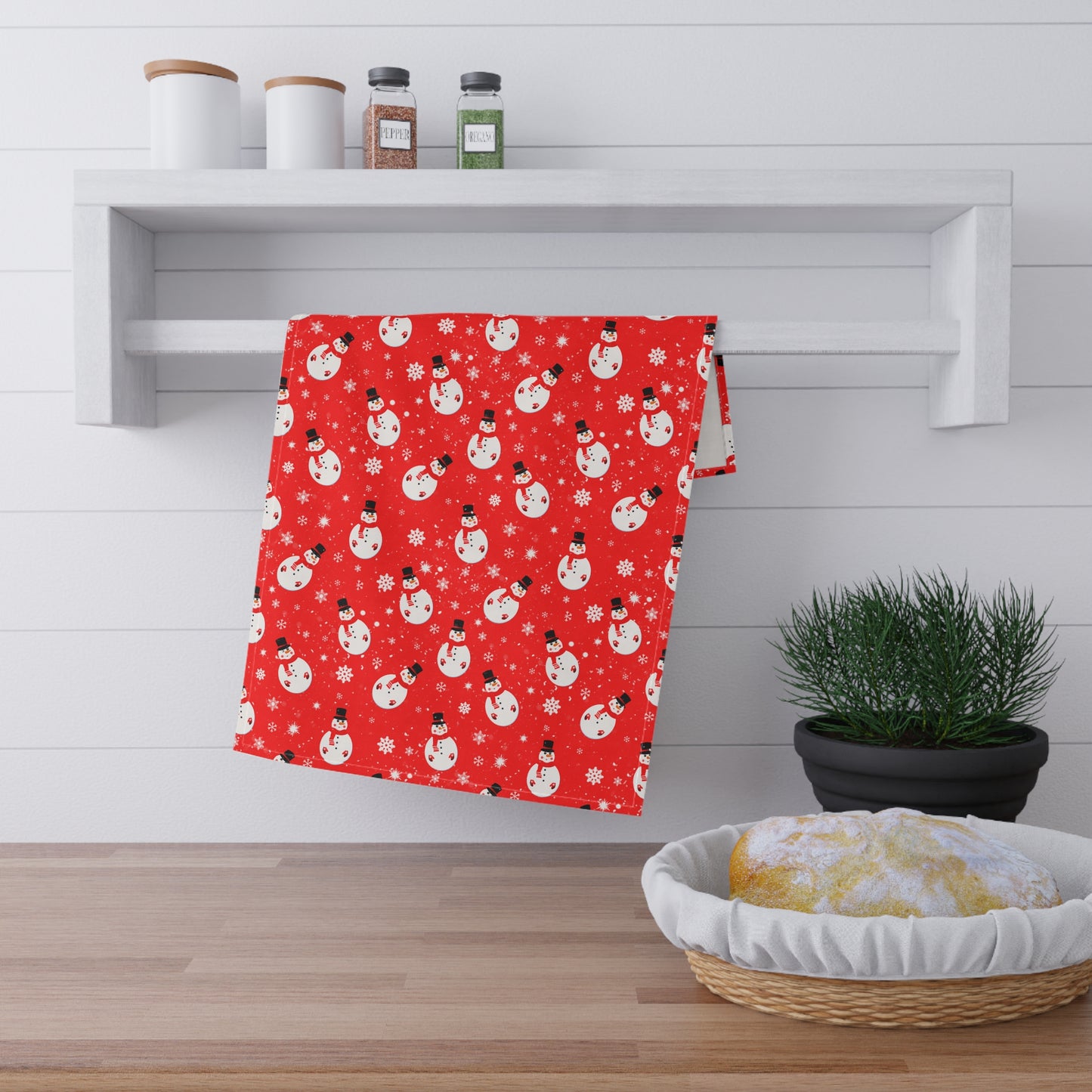 Snowman Christmas Kitchen Towel | Festive Winter Holiday Decor