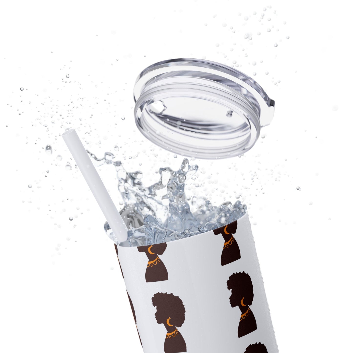 Afrocentric 20oz Skinny Tumbler | Stainless Steel Insulated Tumbler with Straw | Keeps Drinks Hot 12h & Cold 24h