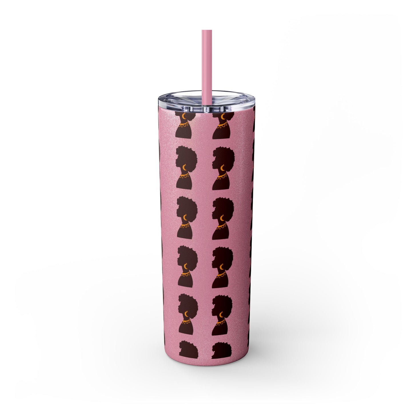 Afrocentric 20oz Skinny Tumbler | Stainless Steel Insulated Tumbler with Straw | Keeps Drinks Hot 12h & Cold 24h