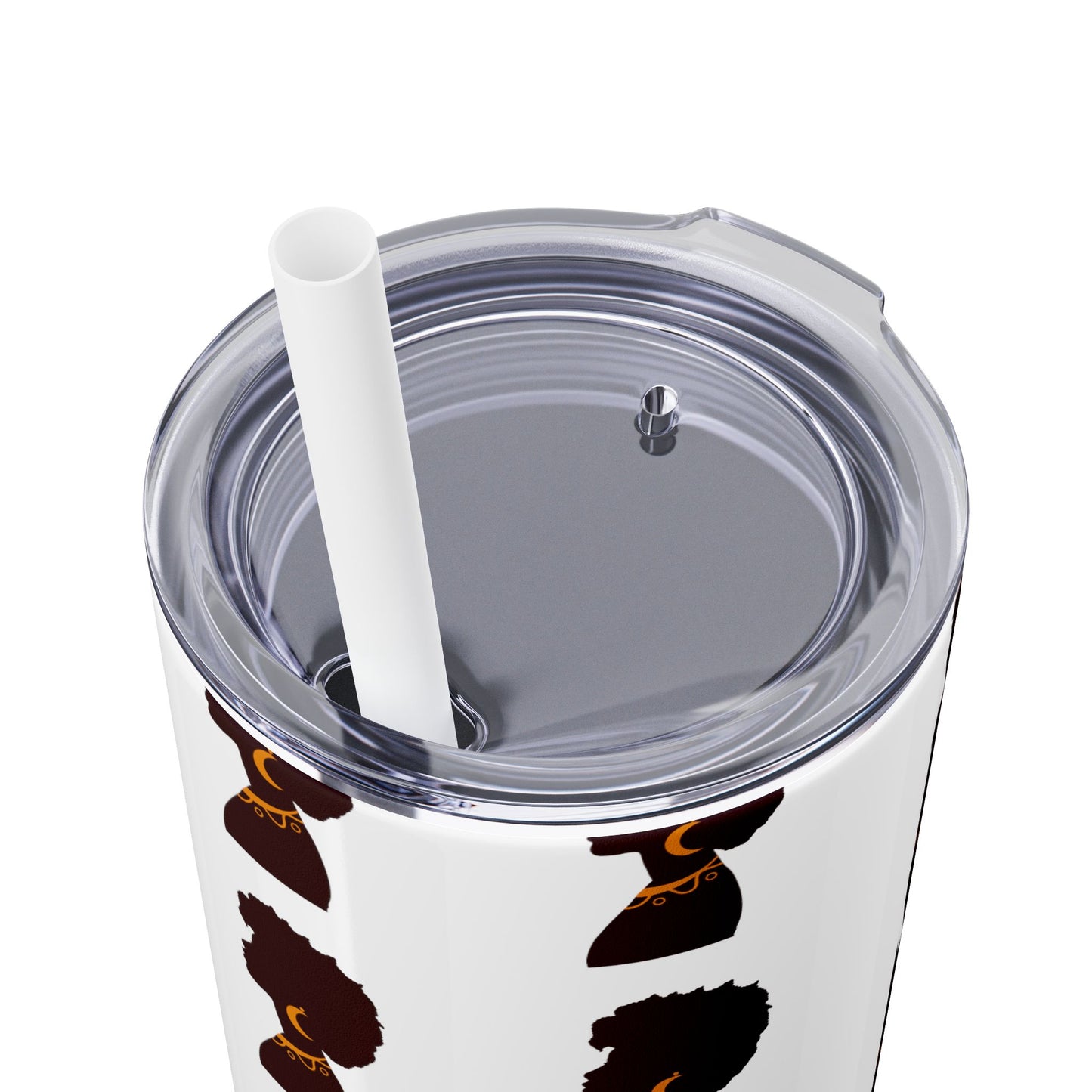 Afrocentric 20oz Skinny Tumbler | Stainless Steel Insulated Tumbler with Straw | Keeps Drinks Hot 12h & Cold 24h