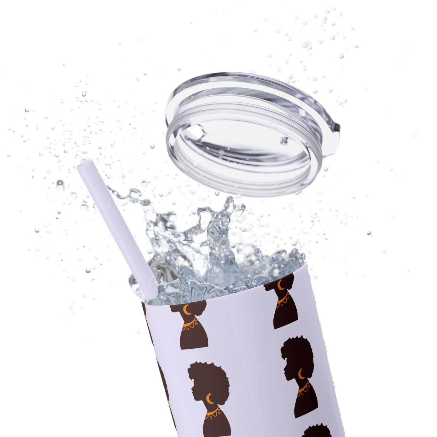 Afrocentric 20oz Skinny Tumbler | Stainless Steel Insulated Tumbler with Straw | Keeps Drinks Hot 12h & Cold 24h