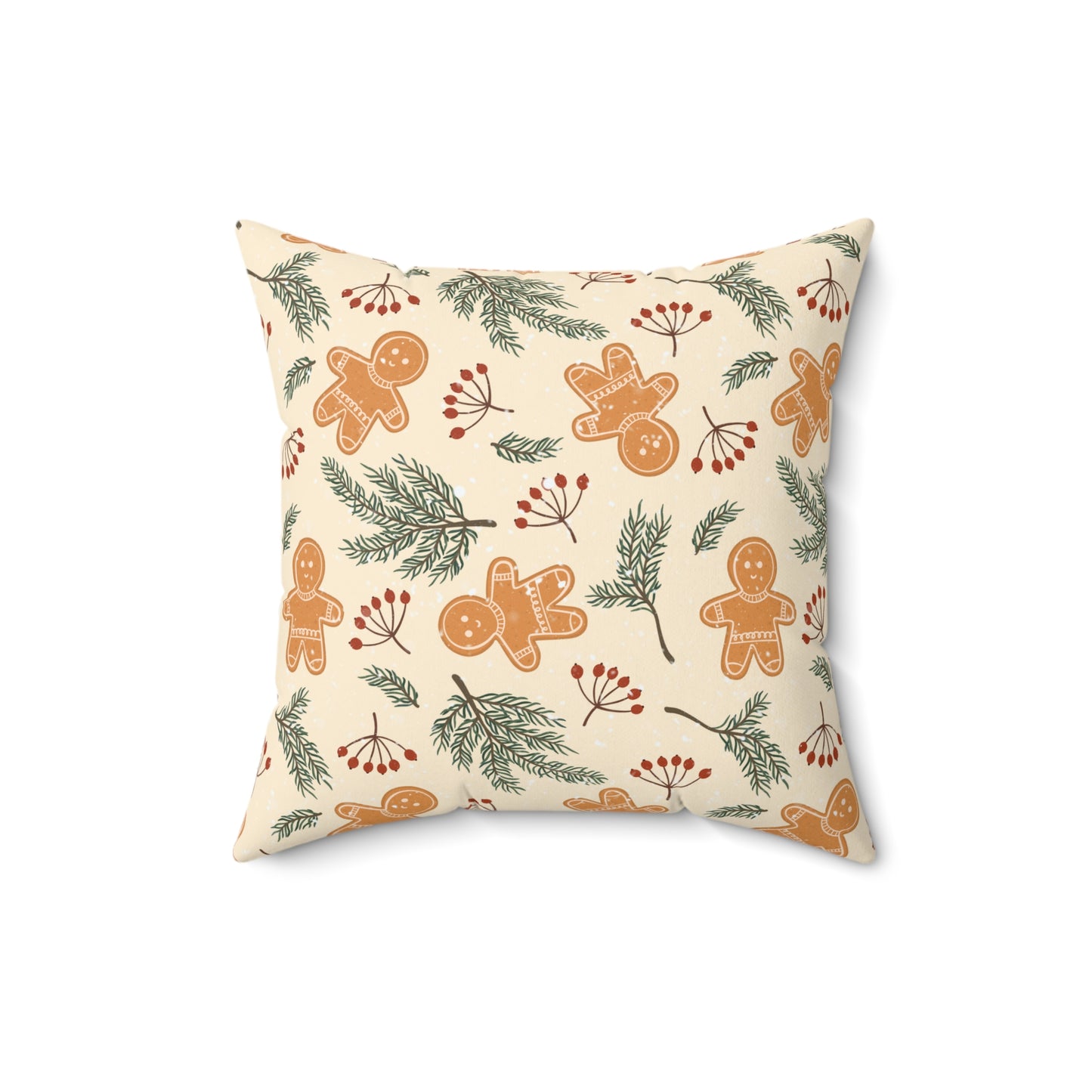 Holiday Gingerbread Throw Pillow - Christmas Accent Cushion - Cozy Festive Winter Decor
