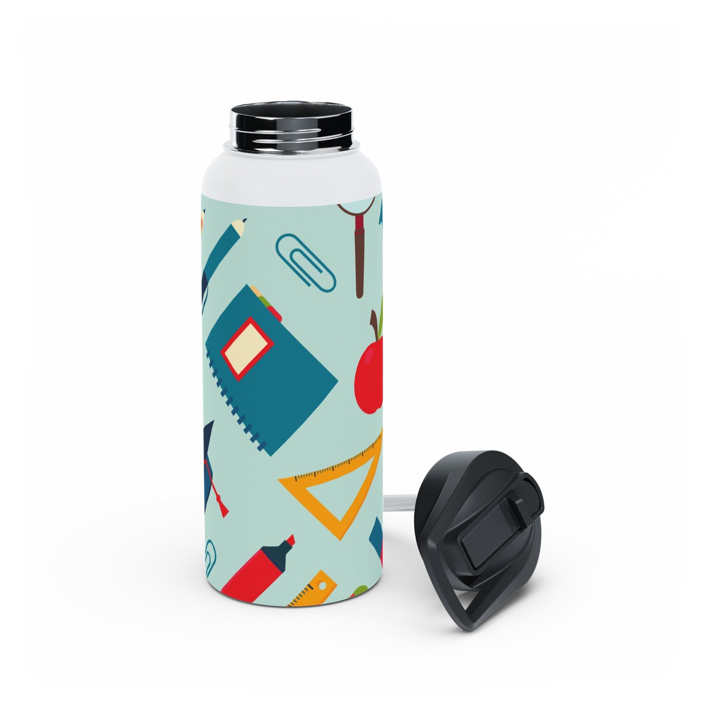 Back-to-School Stainless Steel Water Bottle – Double Wall, Leak-Proof, Fun Academic Design – 3 Sizes