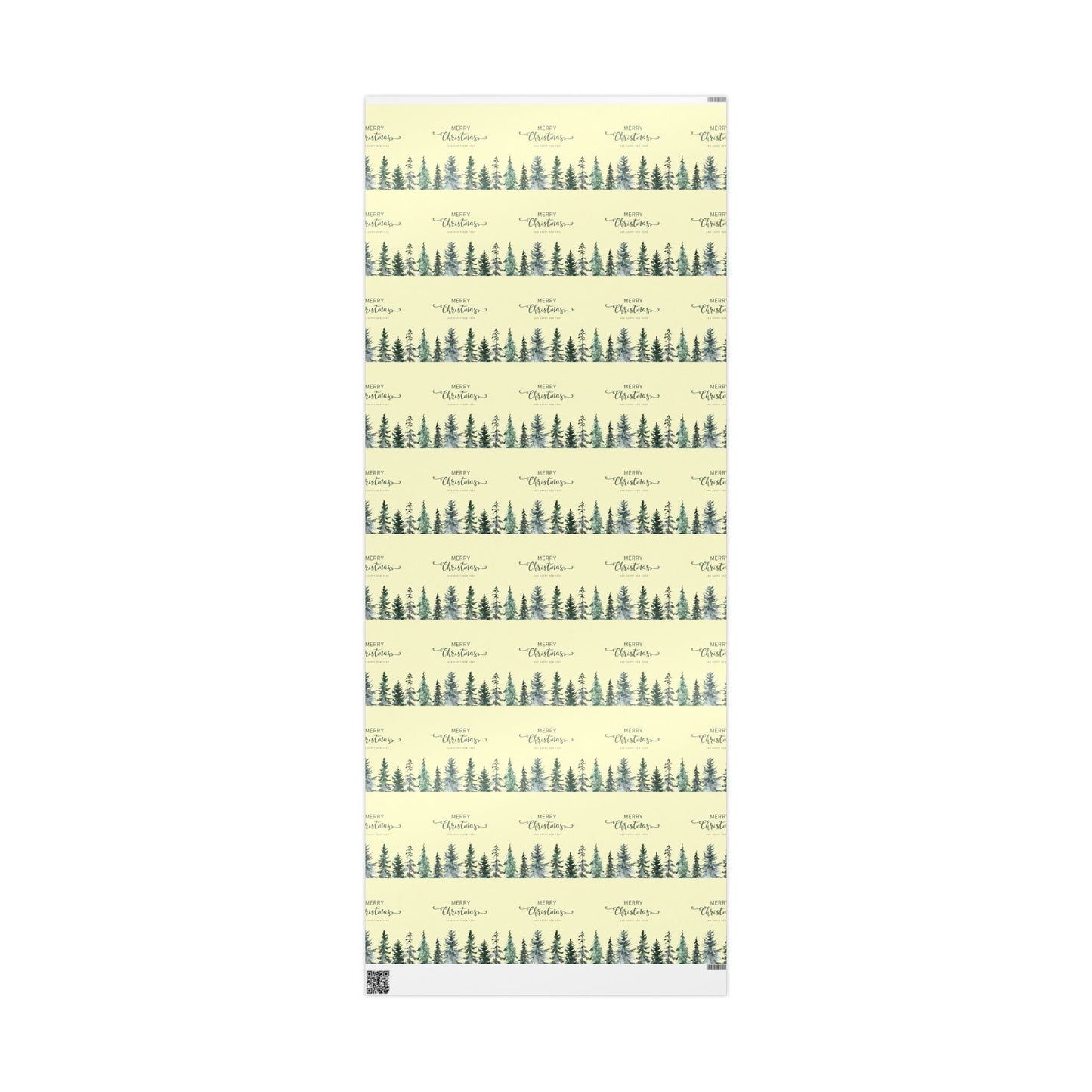 Elegant Evergreen Christmas Wrapping Paper : Minimalist Holiday Gift Wrap with Trees & Script Text, Perfect for Formal Gifting