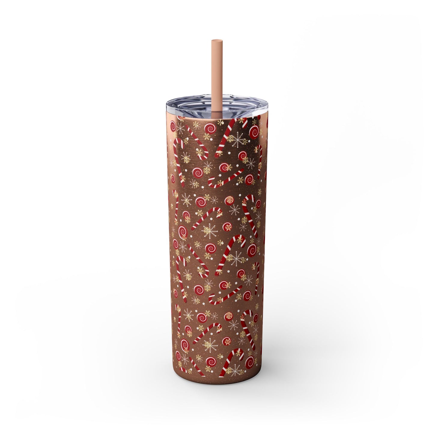 Personalized Candy Cane Skinny Tumbler 20oz | Festive Holiday Drinkware