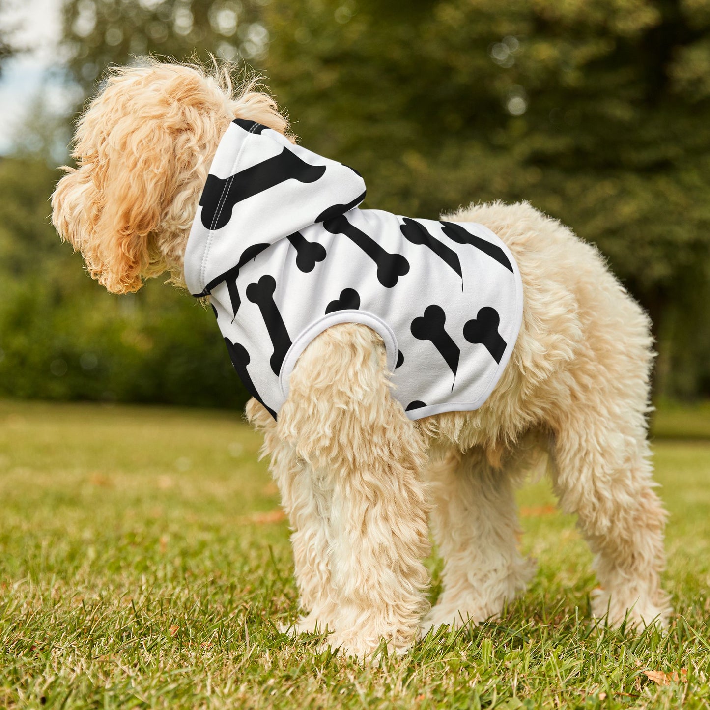 Dog Hoodie – Cute Bone Print Pet Hoodie for Small & Medium Dogs | Dog Mom Gift | 7 Sizes