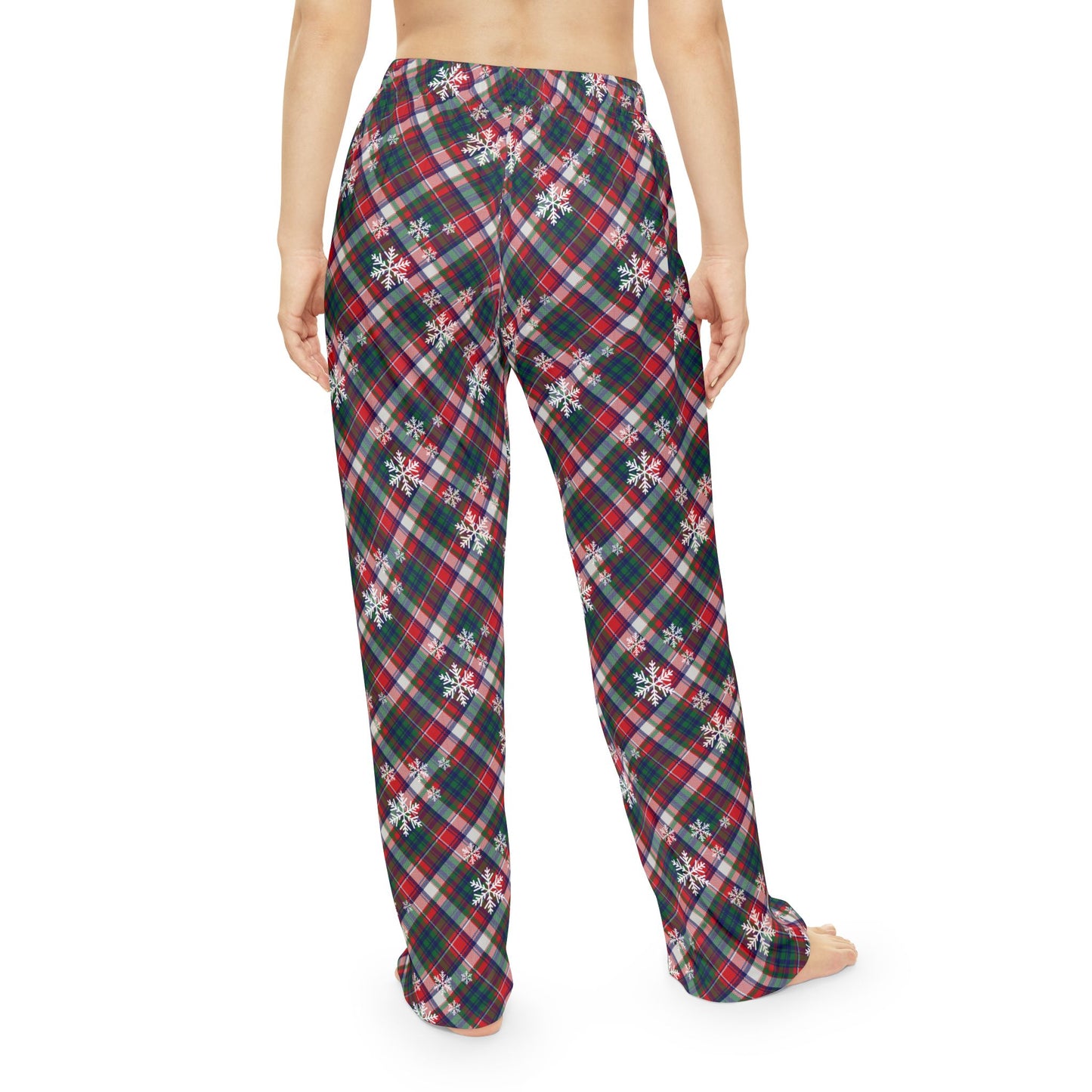 Plaid Snowflake Women's Pajama Pants - Cozy Christmas Lounge Pants - Matching Holiday Pajamas