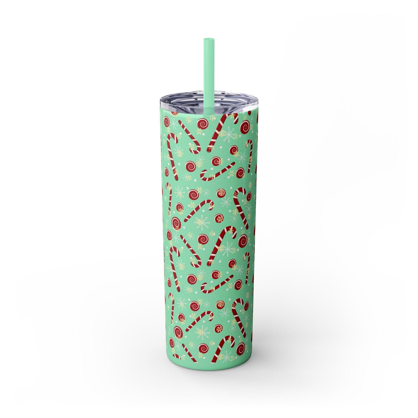 Personalized Candy Cane Skinny Tumbler 20oz | Festive Holiday Drinkware