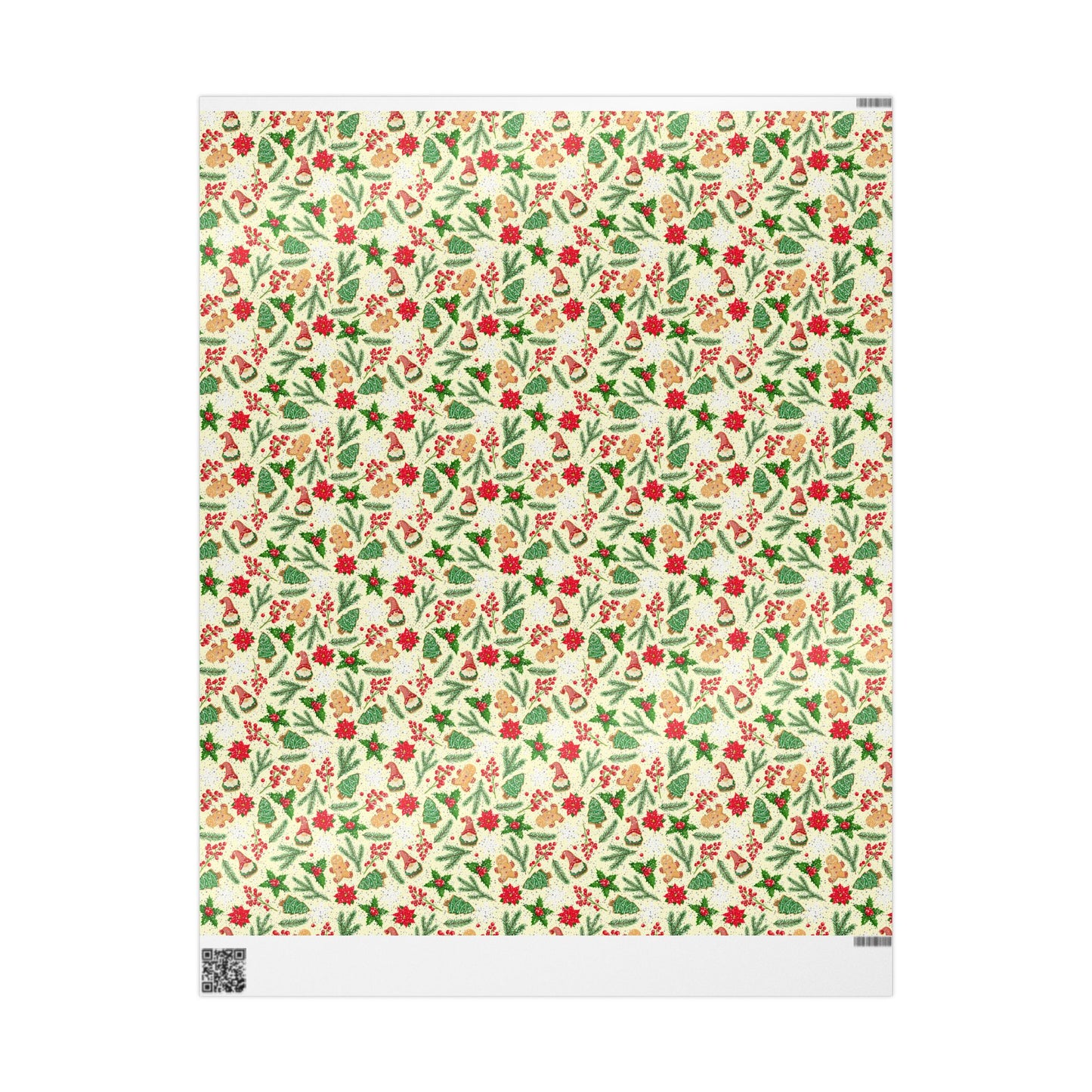 Classic Christmas Wrapping Paper : Festive Holiday Gift Wrap with Gingerbread, Poinsettias, Holly, and Santa Hats