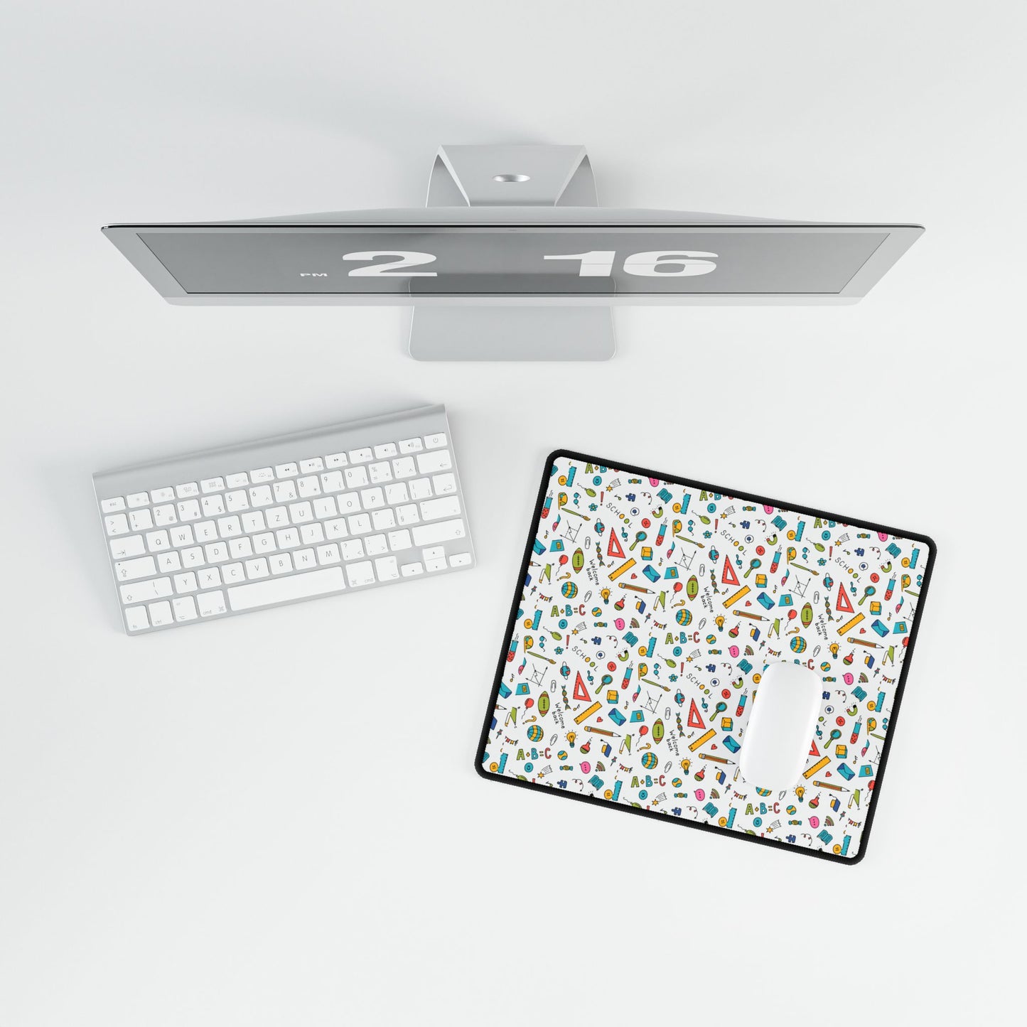 Back-to-School Desk Mat | Colorful School Supply Pattern | 3 Sizes | Non-Slip Mouse Pad for Students & Home Office