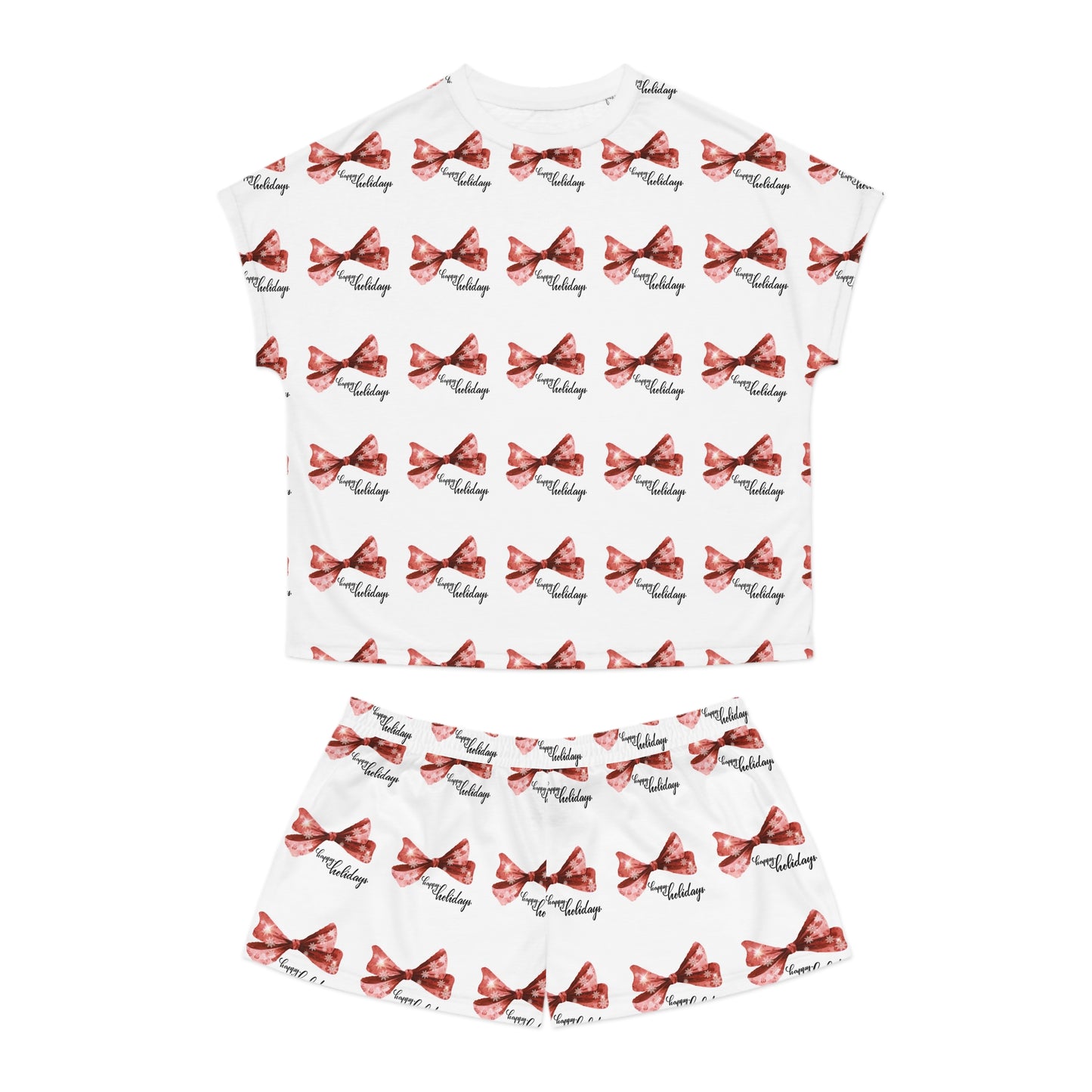 Holiday Bow Pajama Set | Womens Festive Two-Piece Loungewear | Christmas Gift Sleepwear