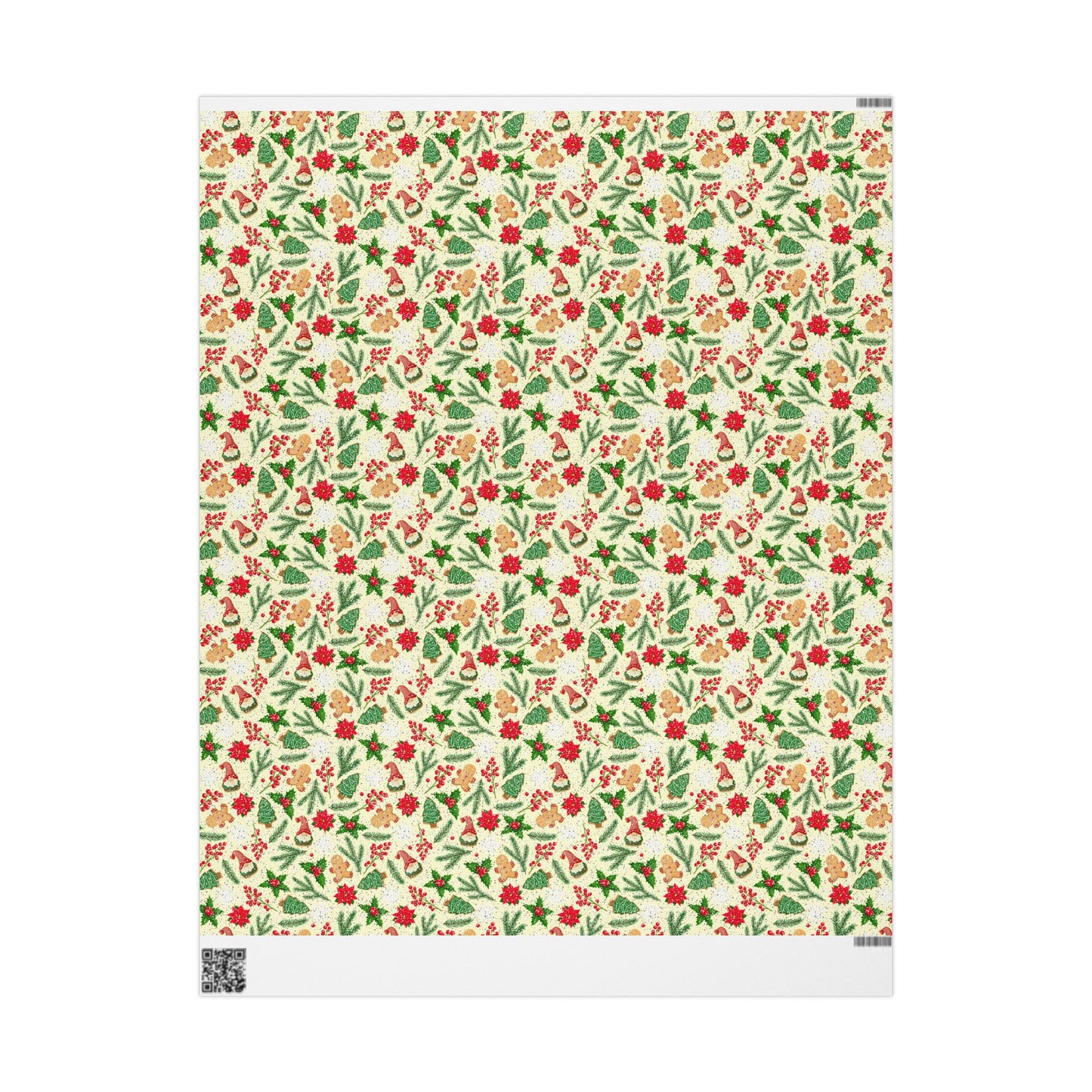 Classic Christmas Wrapping Paper : Festive Holiday Gift Wrap with Gingerbread, Poinsettias, Holly, and Santa Hats
