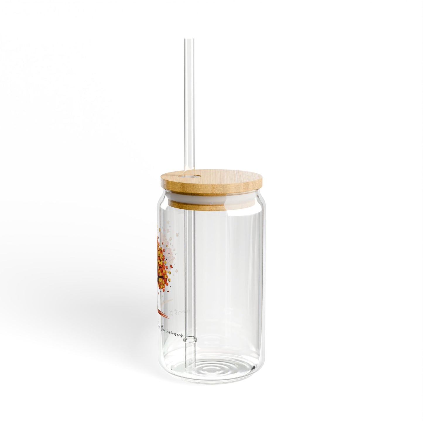 Harvest the Moments Sipper Glass - 16oz Clear Drinkware with Bamboo Lid - Perfect Fall & Thanksgiving Gift