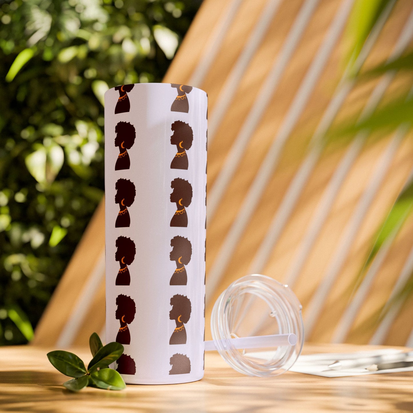 Afrocentric 20oz Skinny Tumbler | Stainless Steel Insulated Tumbler with Straw | Keeps Drinks Hot 12h & Cold 24h