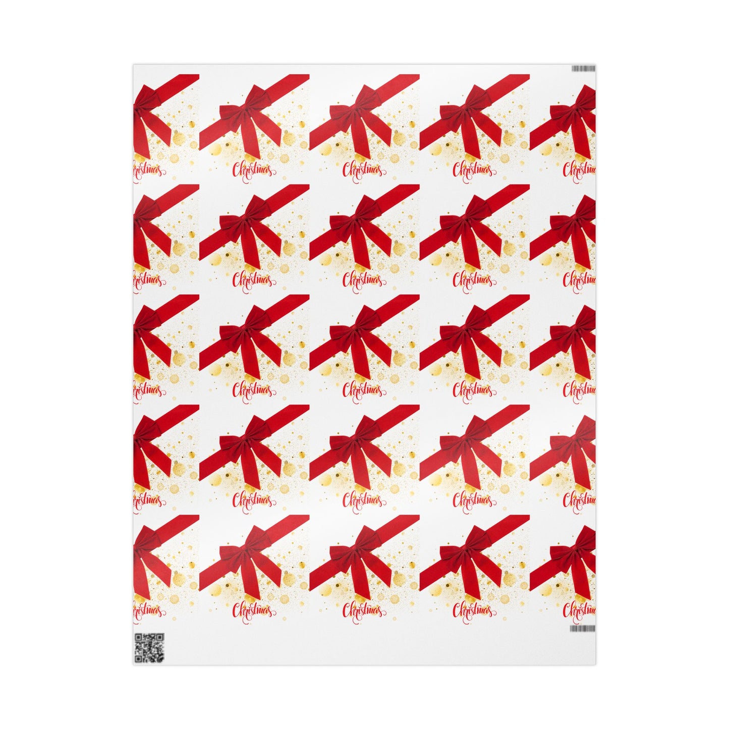 Red Ribbon Christmas Wrapping Paper : Elegant Holiday Gift Wrap with Gold Accents and Festive Script, Perfect for Christmas Gifts