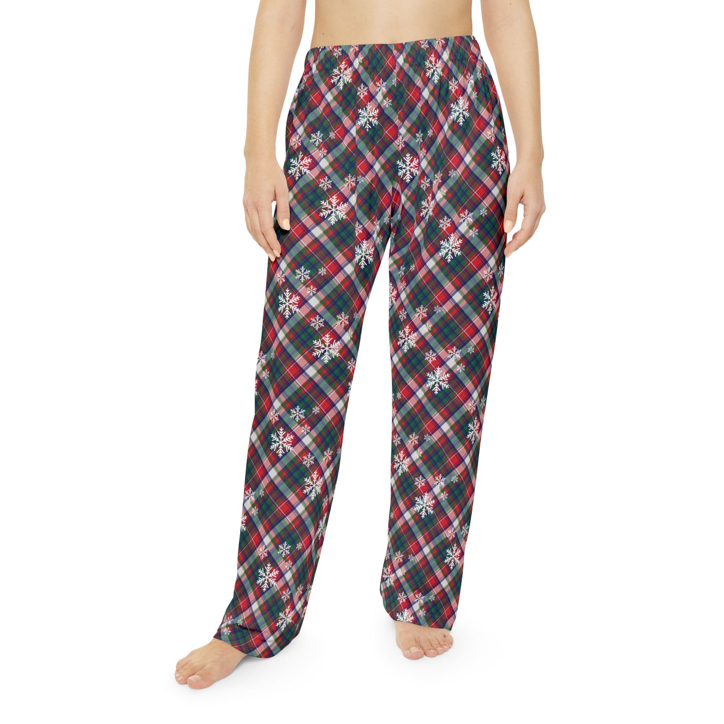 Plaid Snowflake Women's Pajama Pants - Cozy Christmas Lounge Pants - Matching Holiday Pajamas