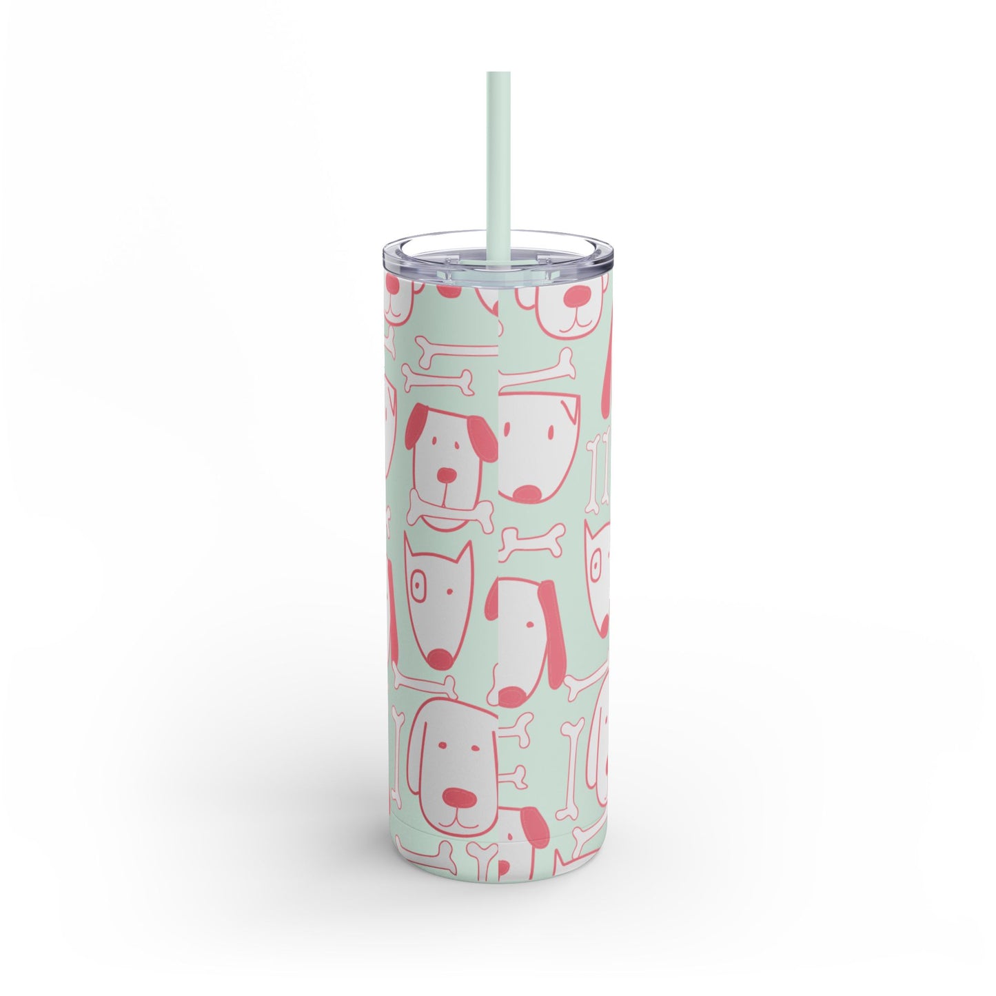 Dog Mom 20oz Skinny Tumbler – Pink Dog Print, Double-Wall Stainless Steel
