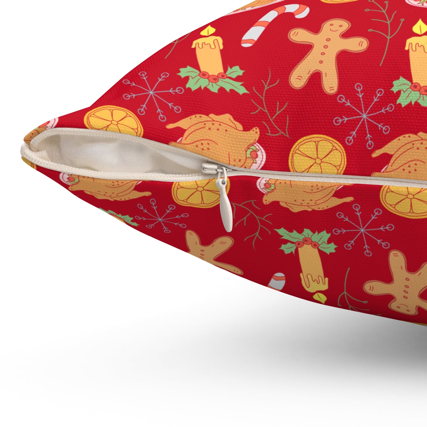 Traditional Red Christmas Throw Pillow | Classic Holiday Home Decor