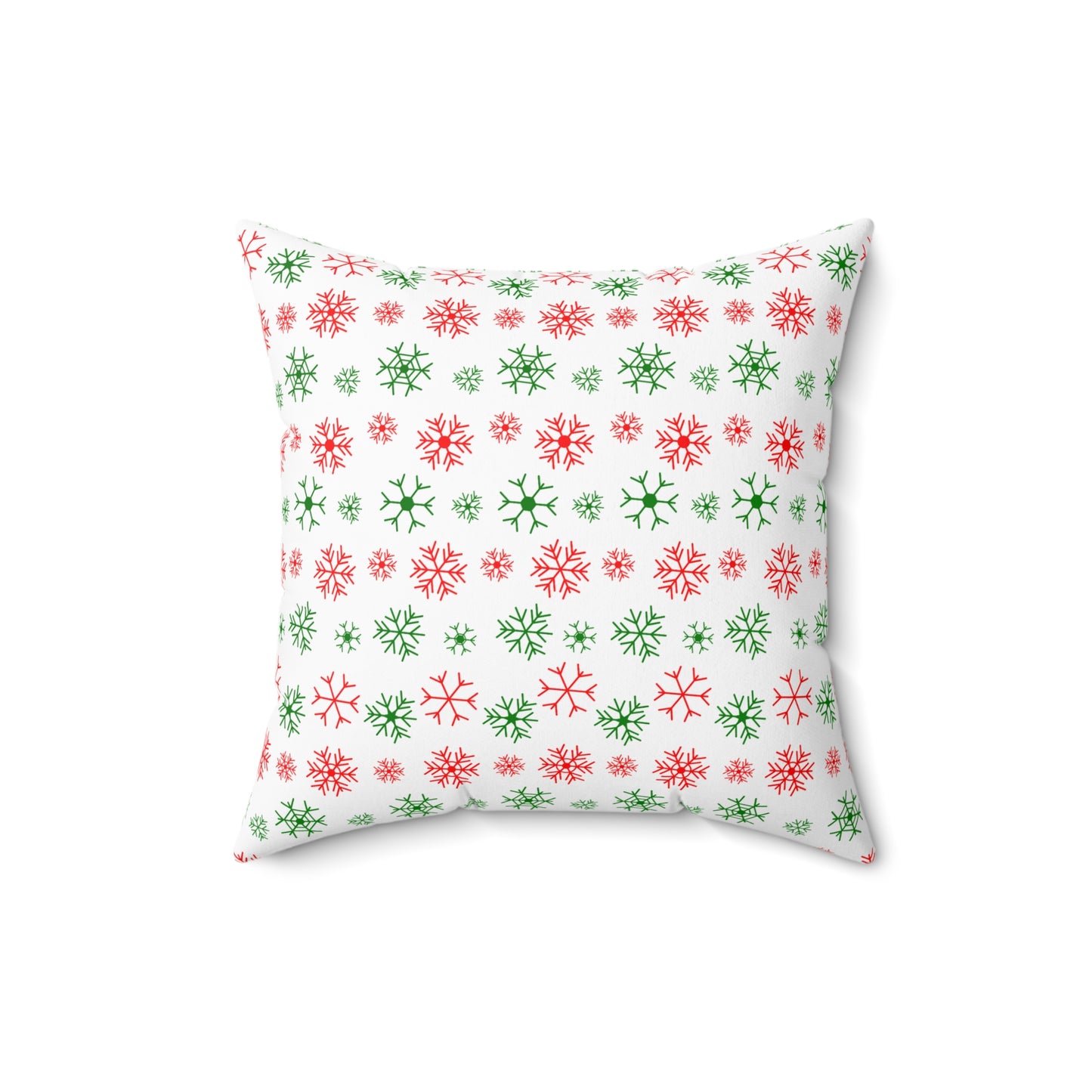 Red and Green Snowflake Throw Pillow - Festive Christmas Home Decor - Holiday Accent Cushion